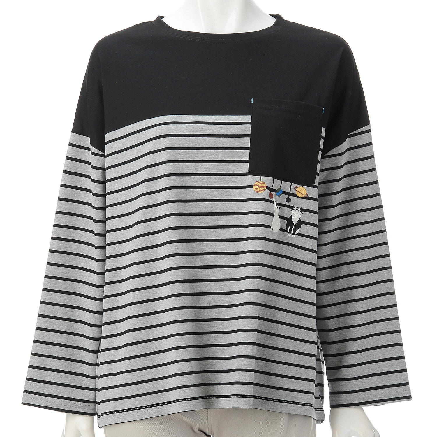 Myauris ネコ刺繍長袖Tシャツ - 画像3