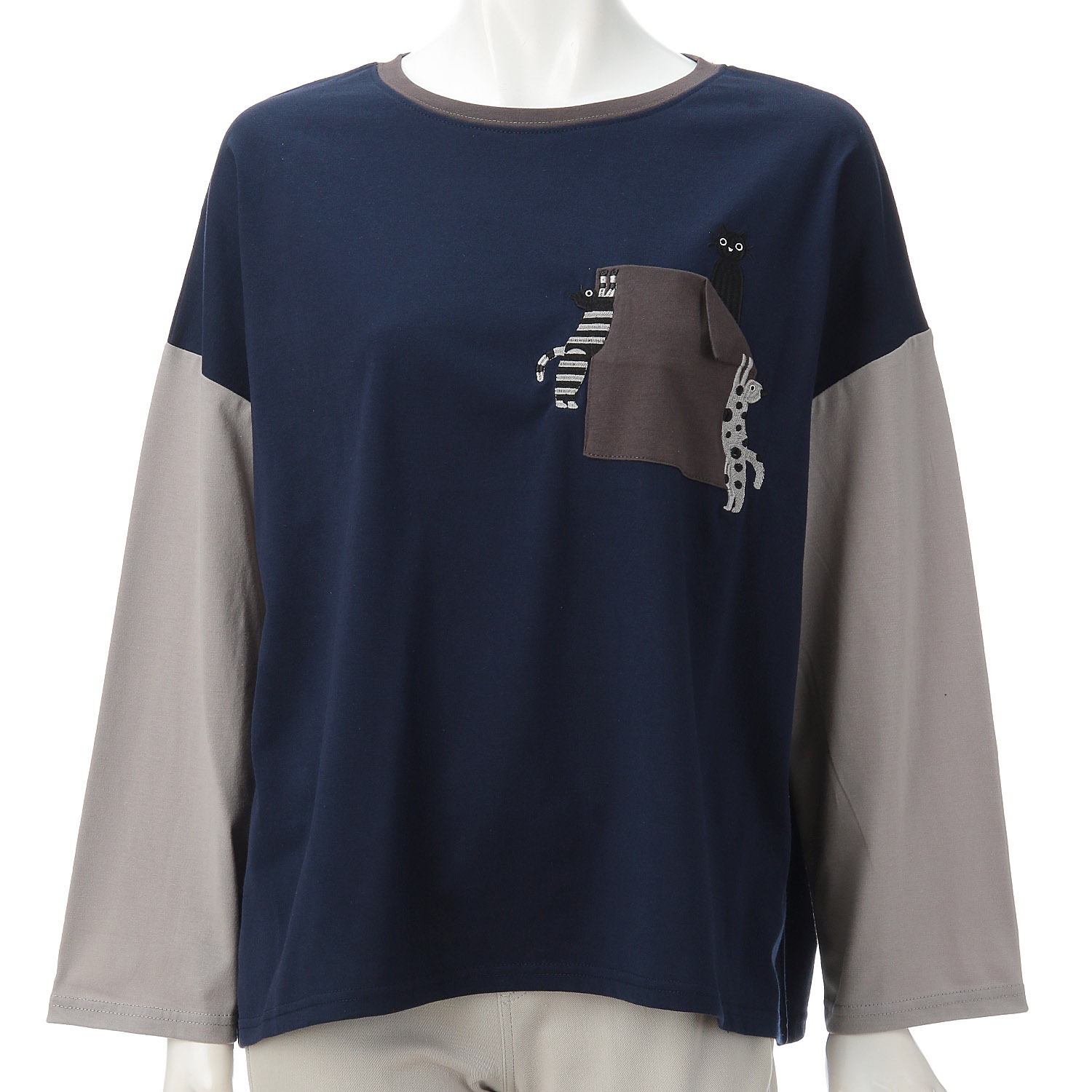 Myauris ネコ刺繍長袖Tシャツ - 画像6