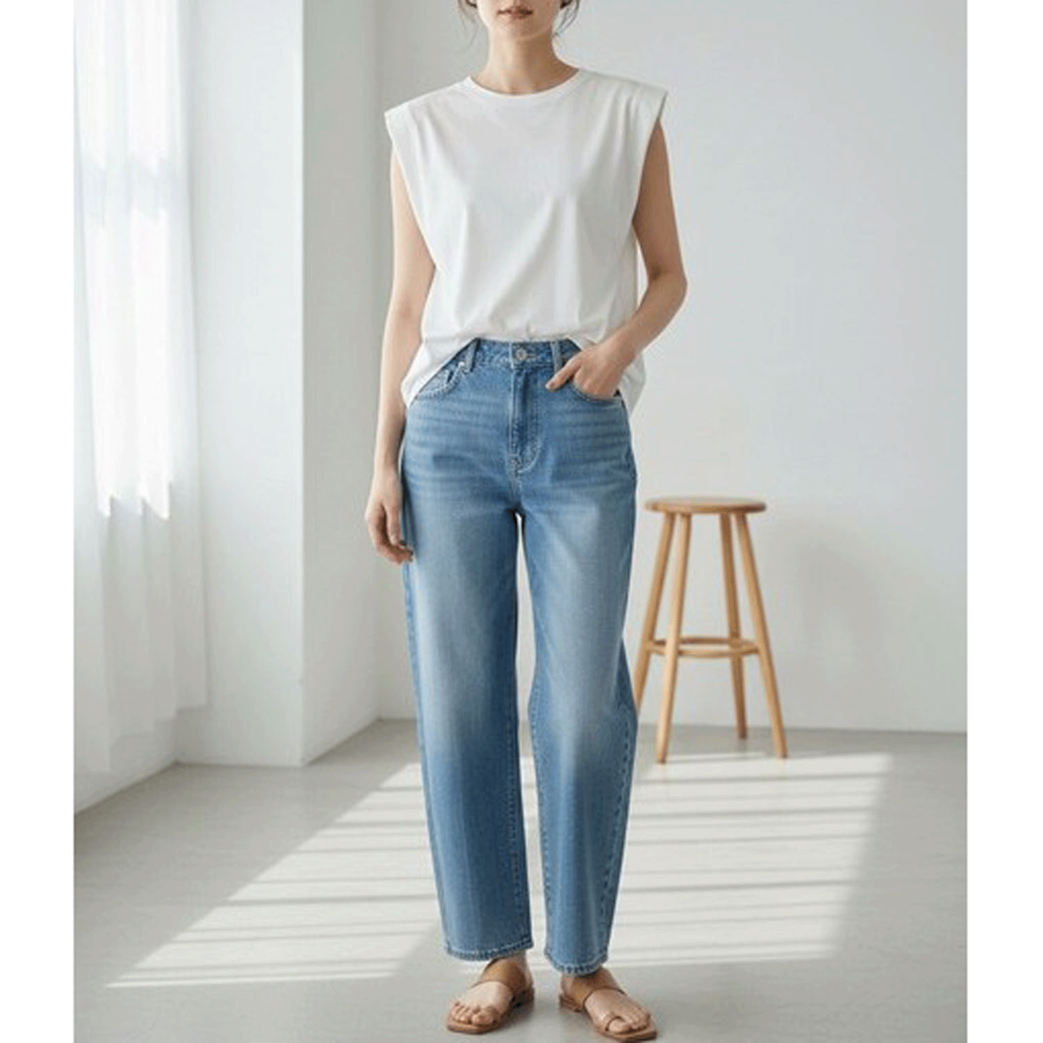 ダブルシルケットコットン100 ノースリーブTシャツ