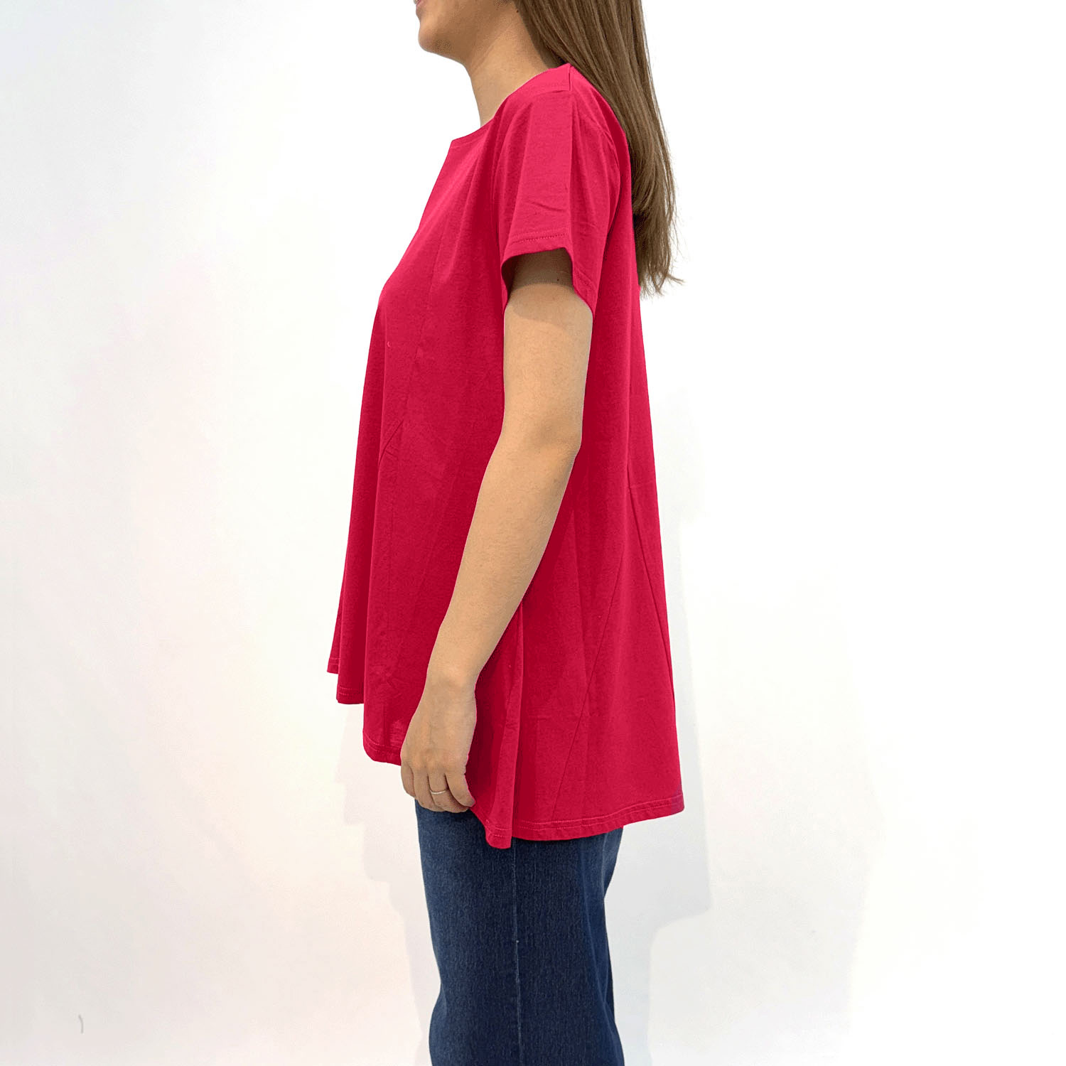 ダブルシルケットコットン100 切替チュニックTシャツ - 画像5