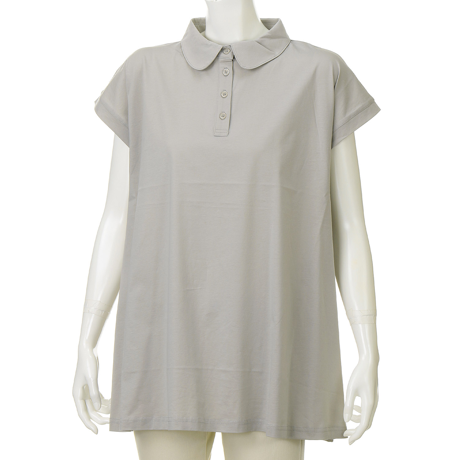 ダブルシルケットコットン100 ポロ衿チュニックTシャツ - 画像2