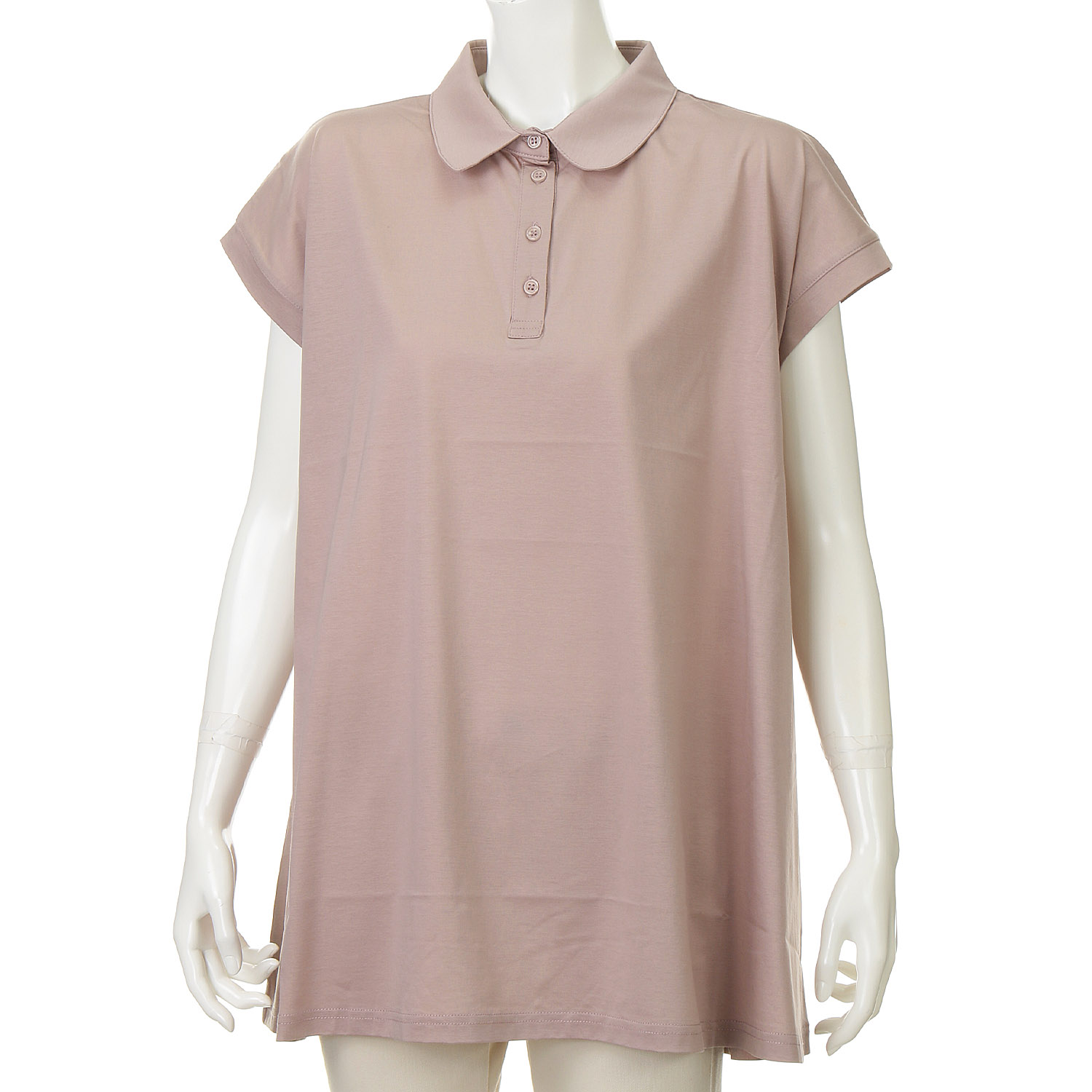 ダブルシルケットコットン100 ポロ衿チュニックTシャツ - 画像6