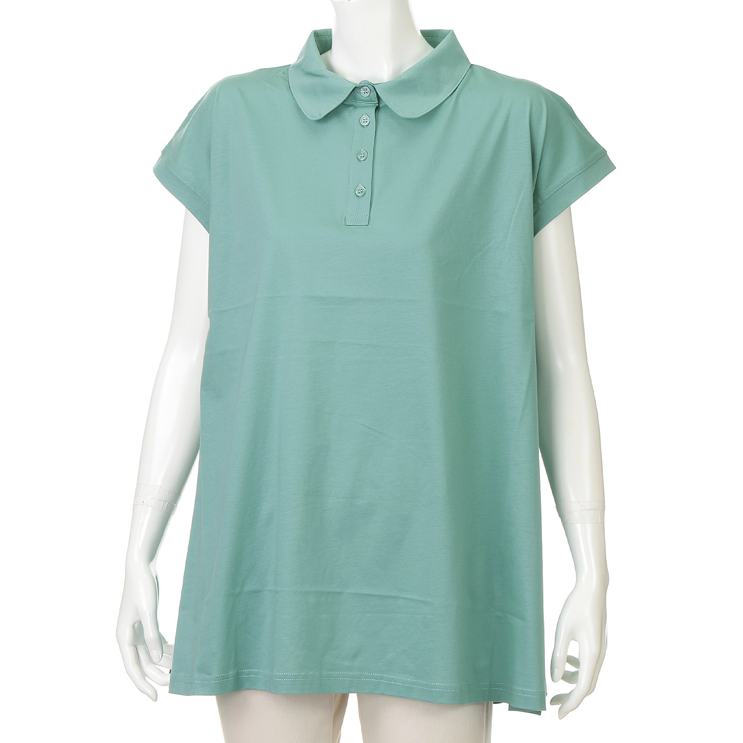 ダブルシルケットコットン100 ポロ衿チュニックTシャツ - 画像7