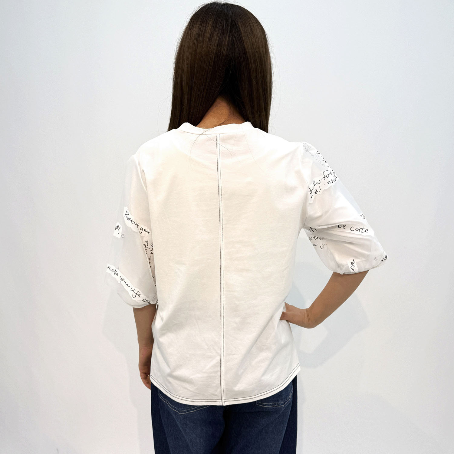 無地×英文字シアーチュニック - 画像5