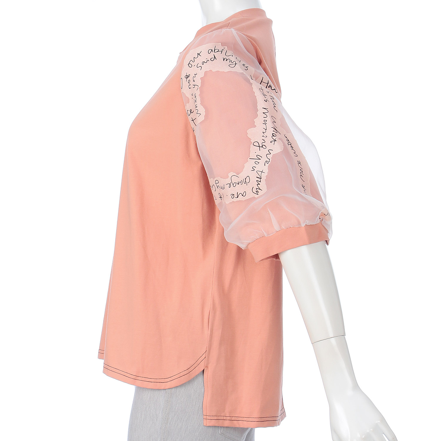 無地×英文字シアーチュニック - 画像8