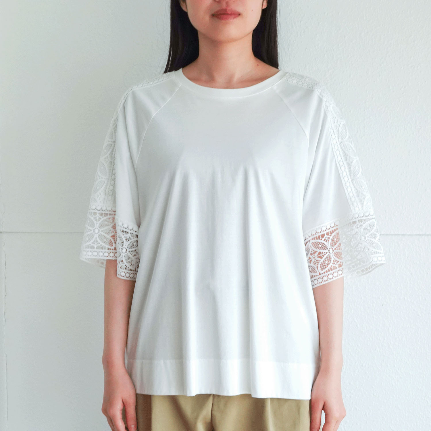 袖レースシルケットスムースチュニック - 画像4