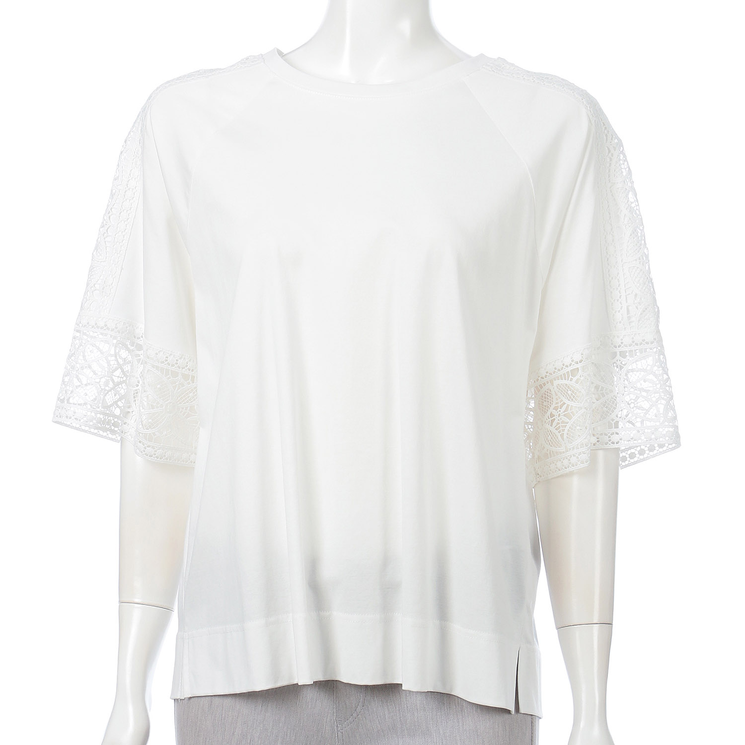 袖レースシルケットスムースチュニック - 画像9