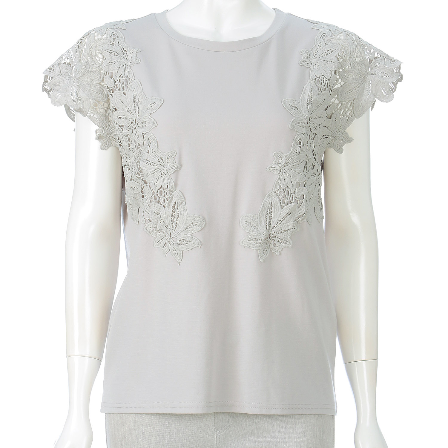 レース使いフレンチ袖プルオーバー - 画像2