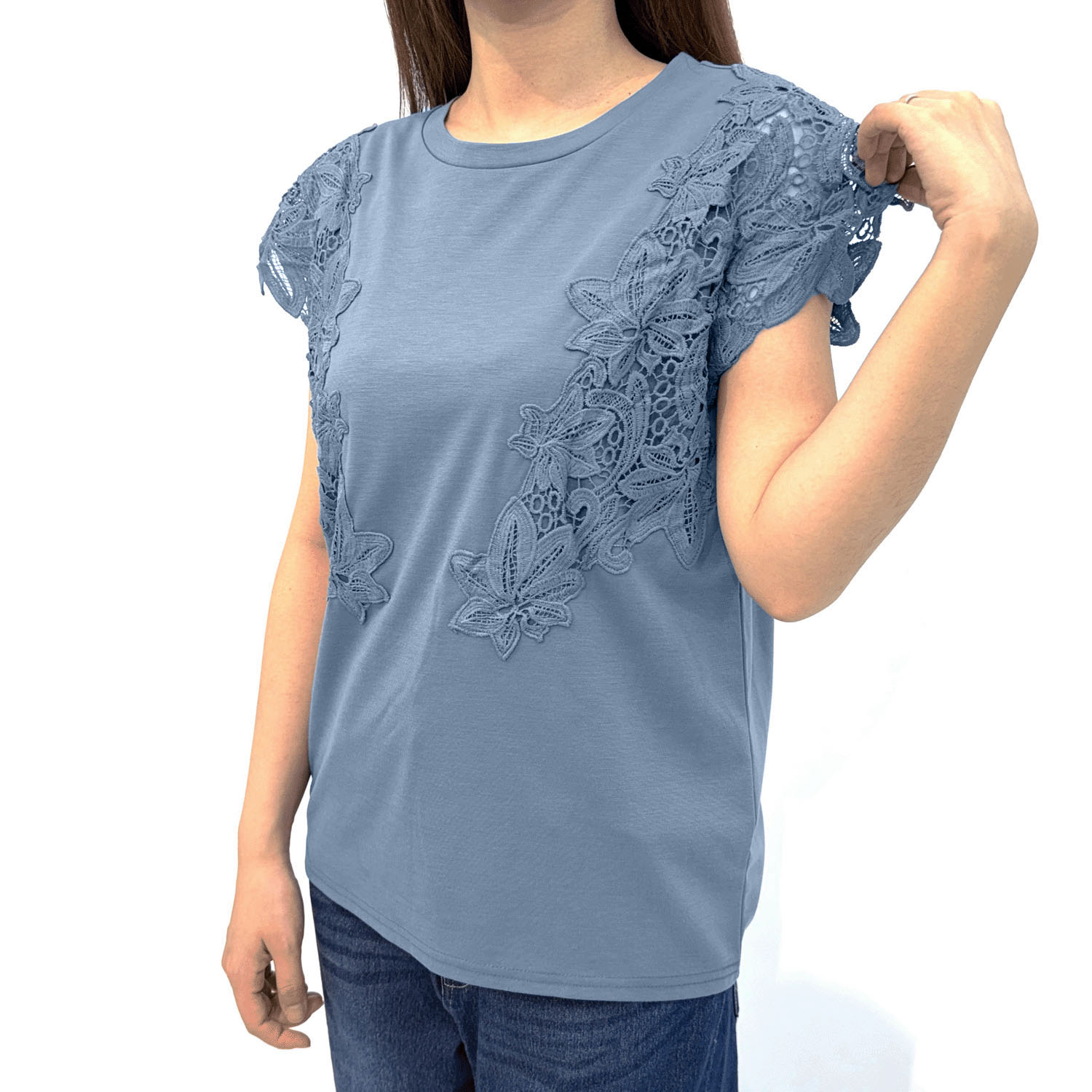 レース使いフレンチ袖プルオーバー - 画像7