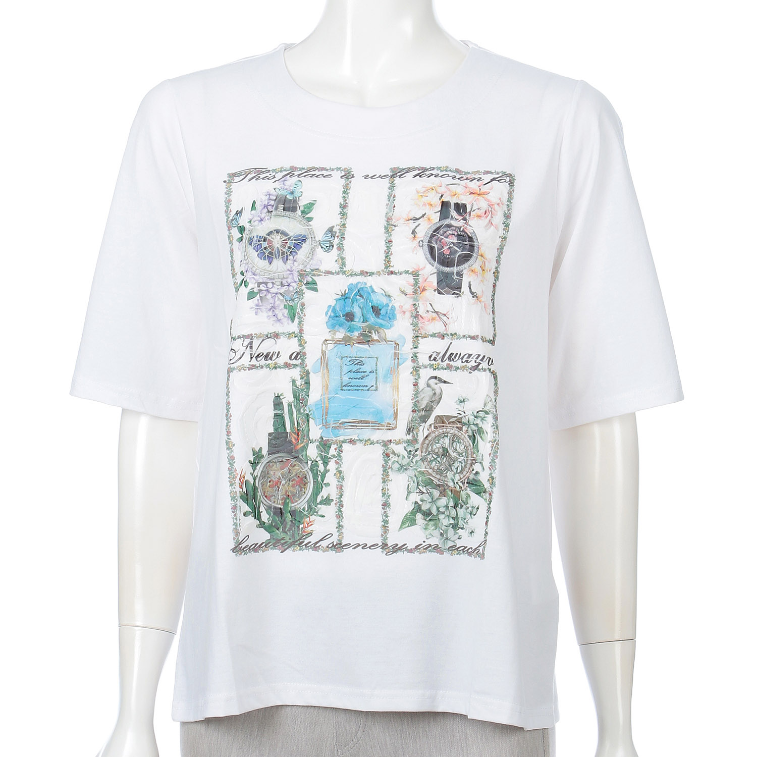 ハンドル刺繍入りプリントチュニック - 画像1