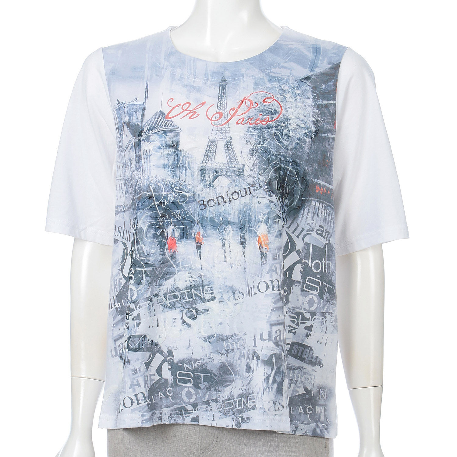 ハンドル刺繍入りプリントチュニック - 画像1