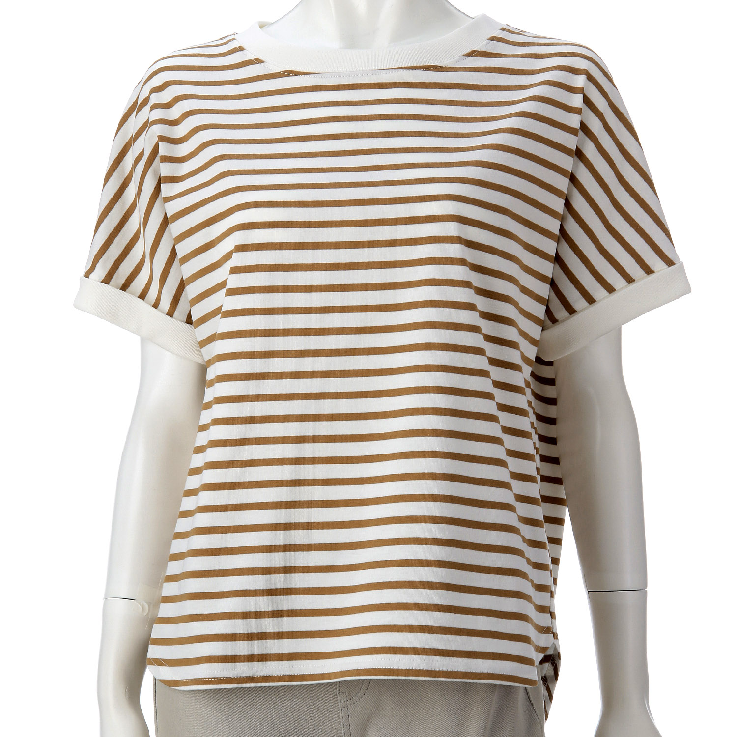 ボーダー袖ターンバックカットソー - 画像3