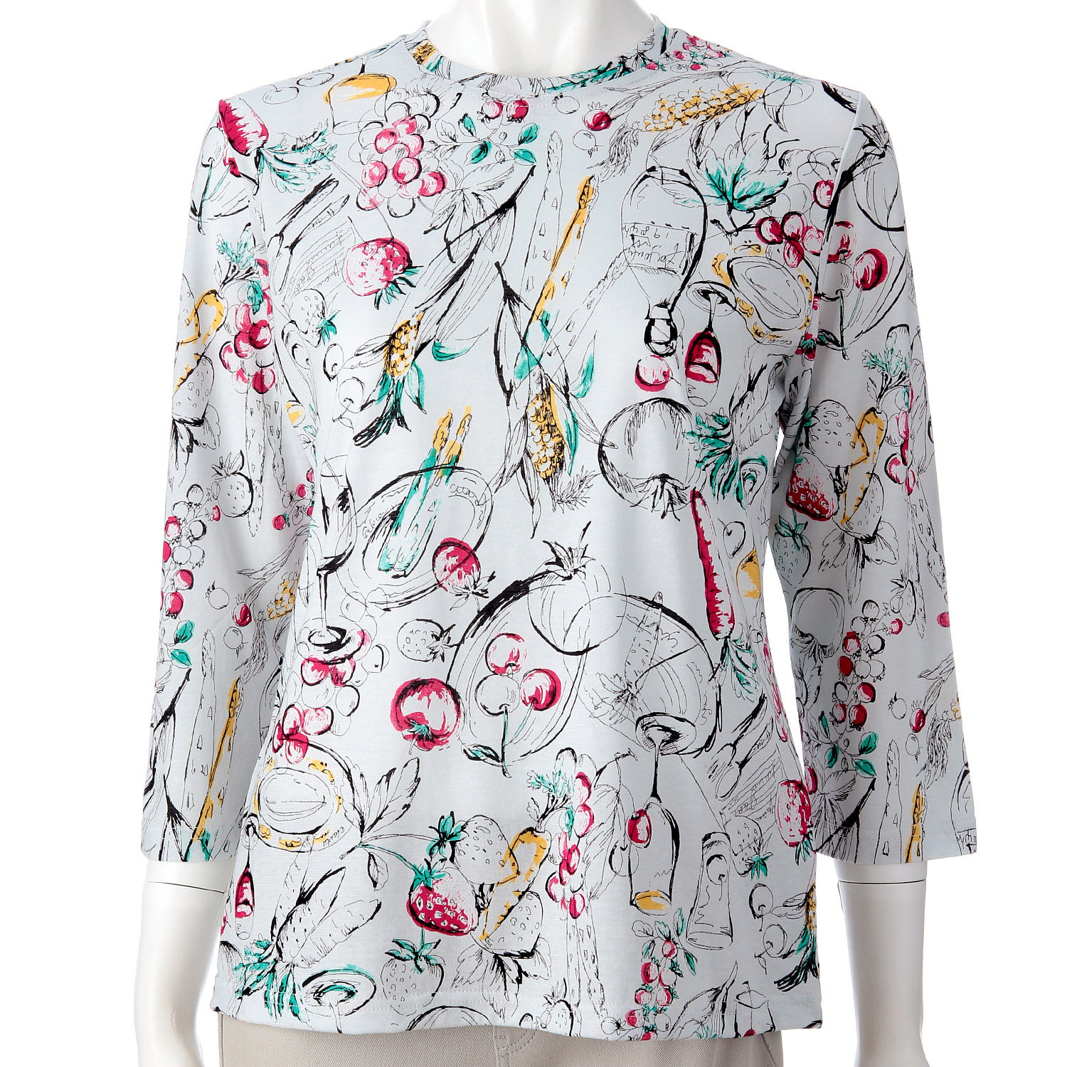 SZ天竺グラス柄7分袖プルオーバー