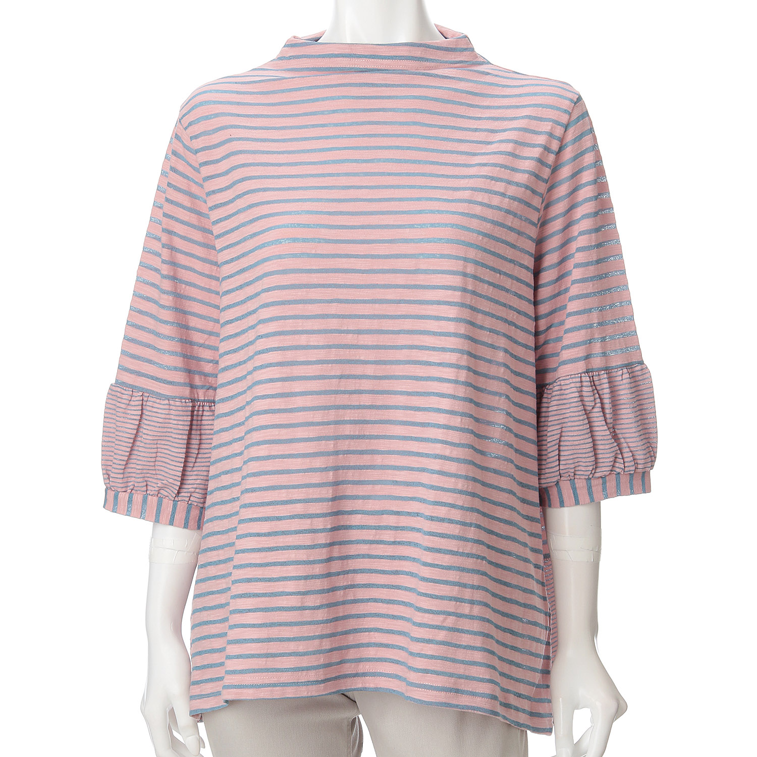 ボーダー五分袖Tシャツ