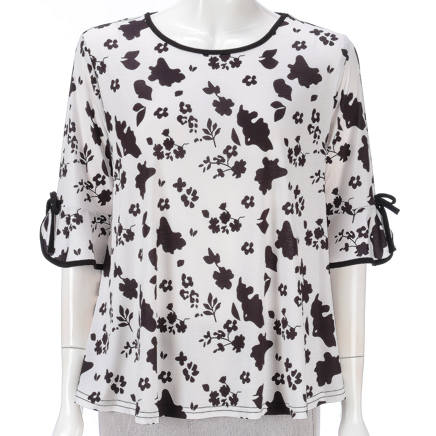 袖リボンプリントチュニック - 画像3