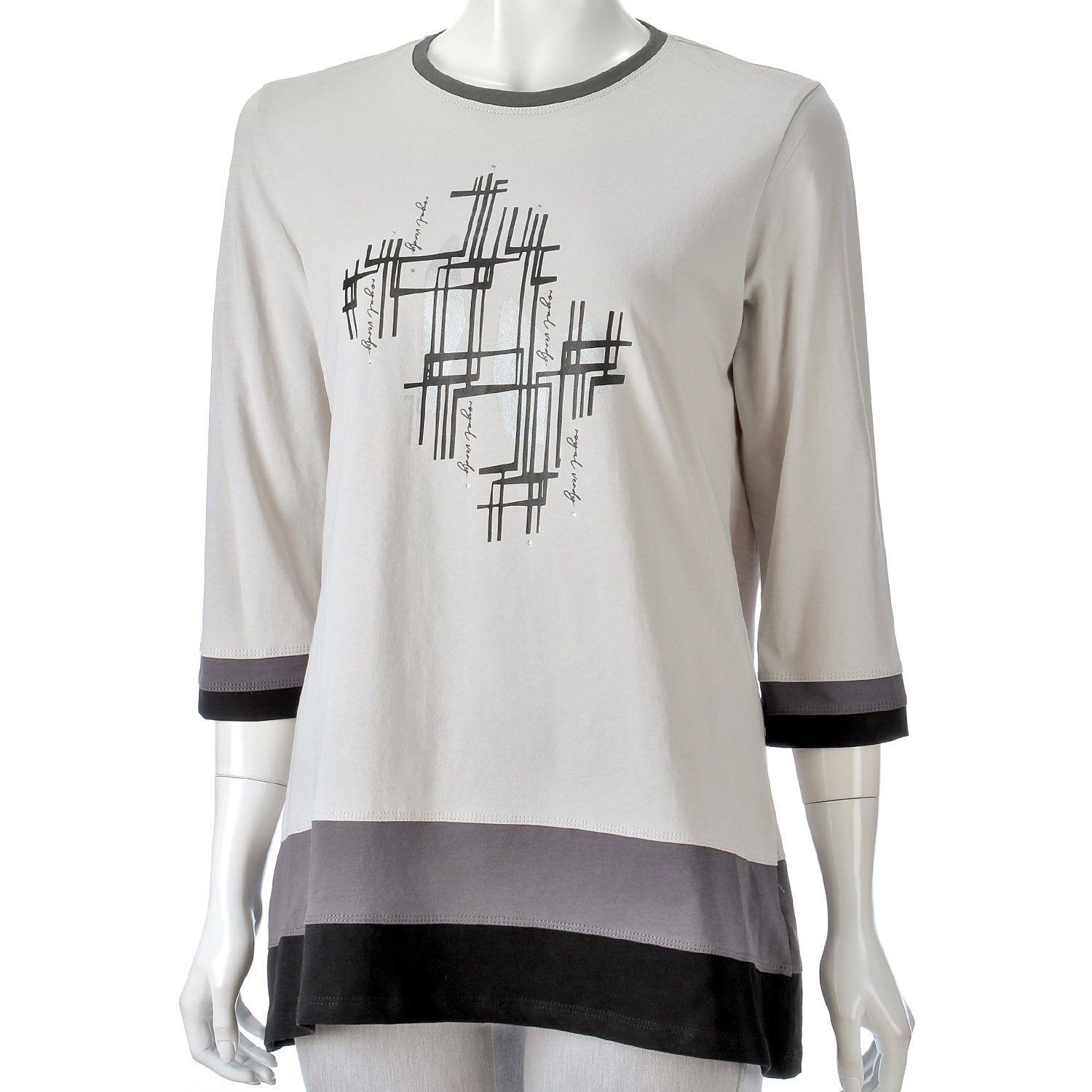 前身プリント裾配色チュニック