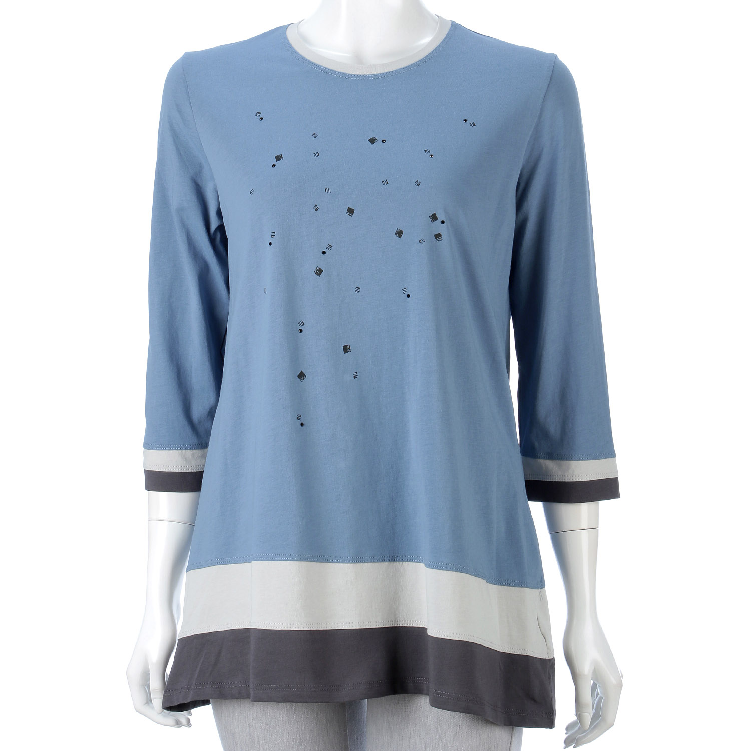 プリント配色チュニック - 画像1