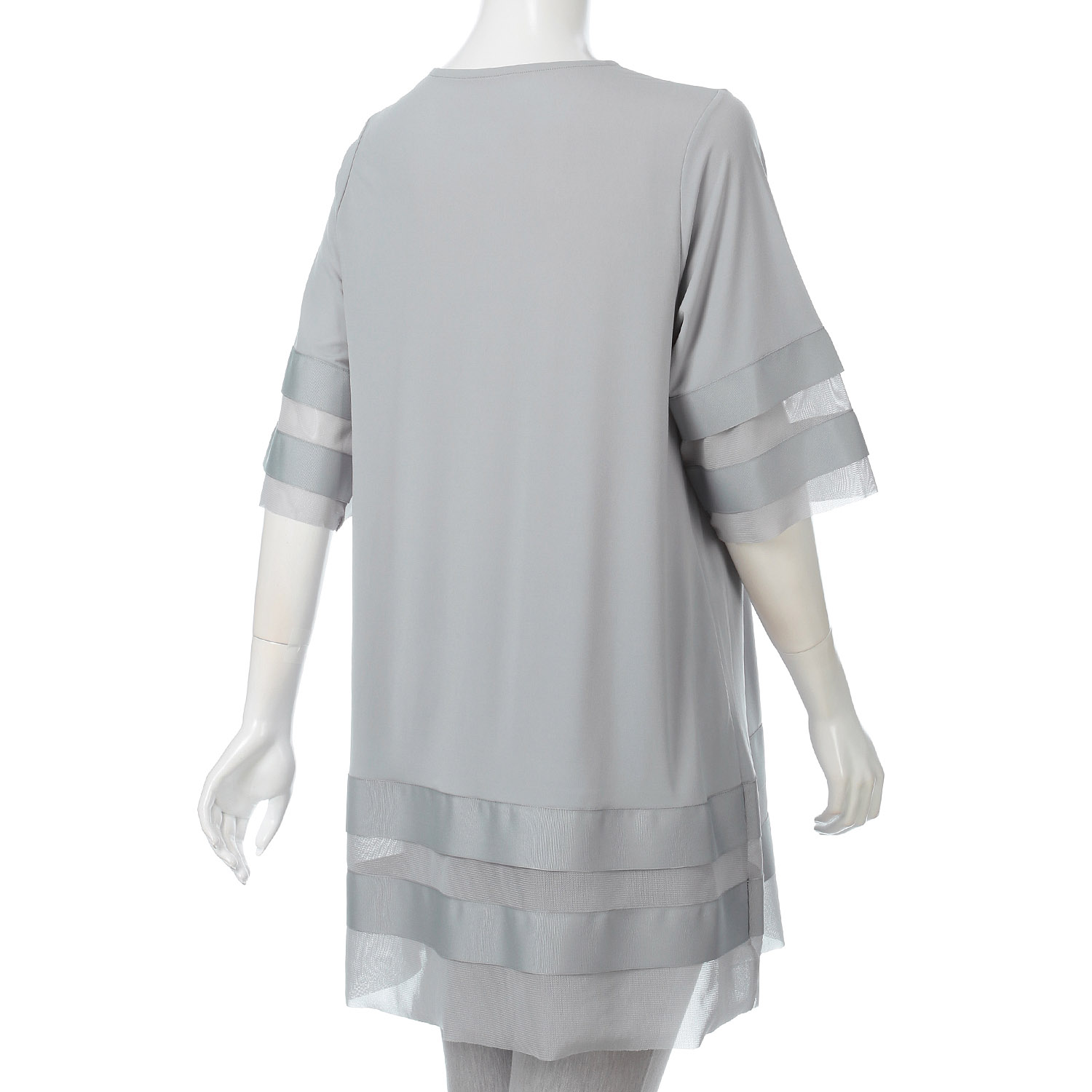 無地×メッシュ切替チュニック - 画像2