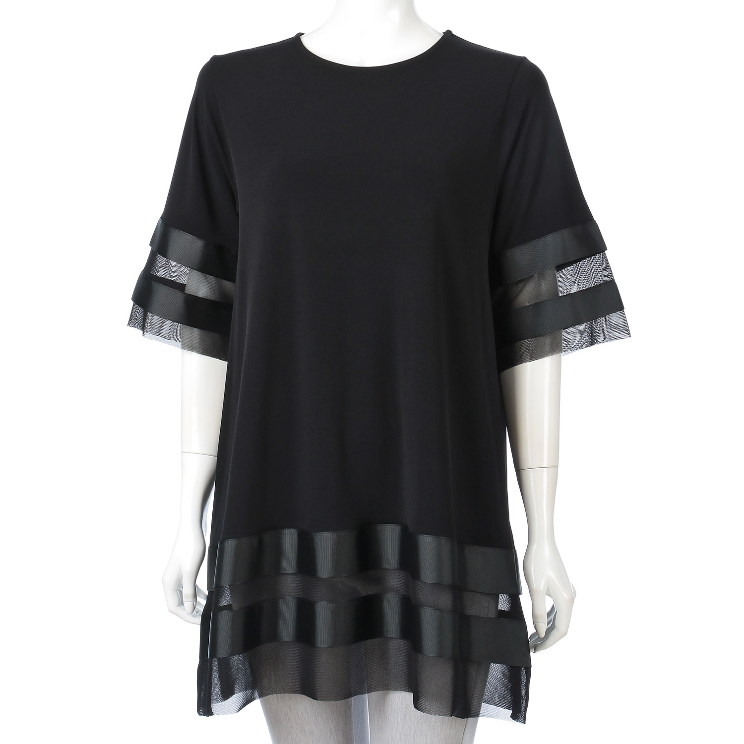 無地×メッシュ切替チュニック - 画像4