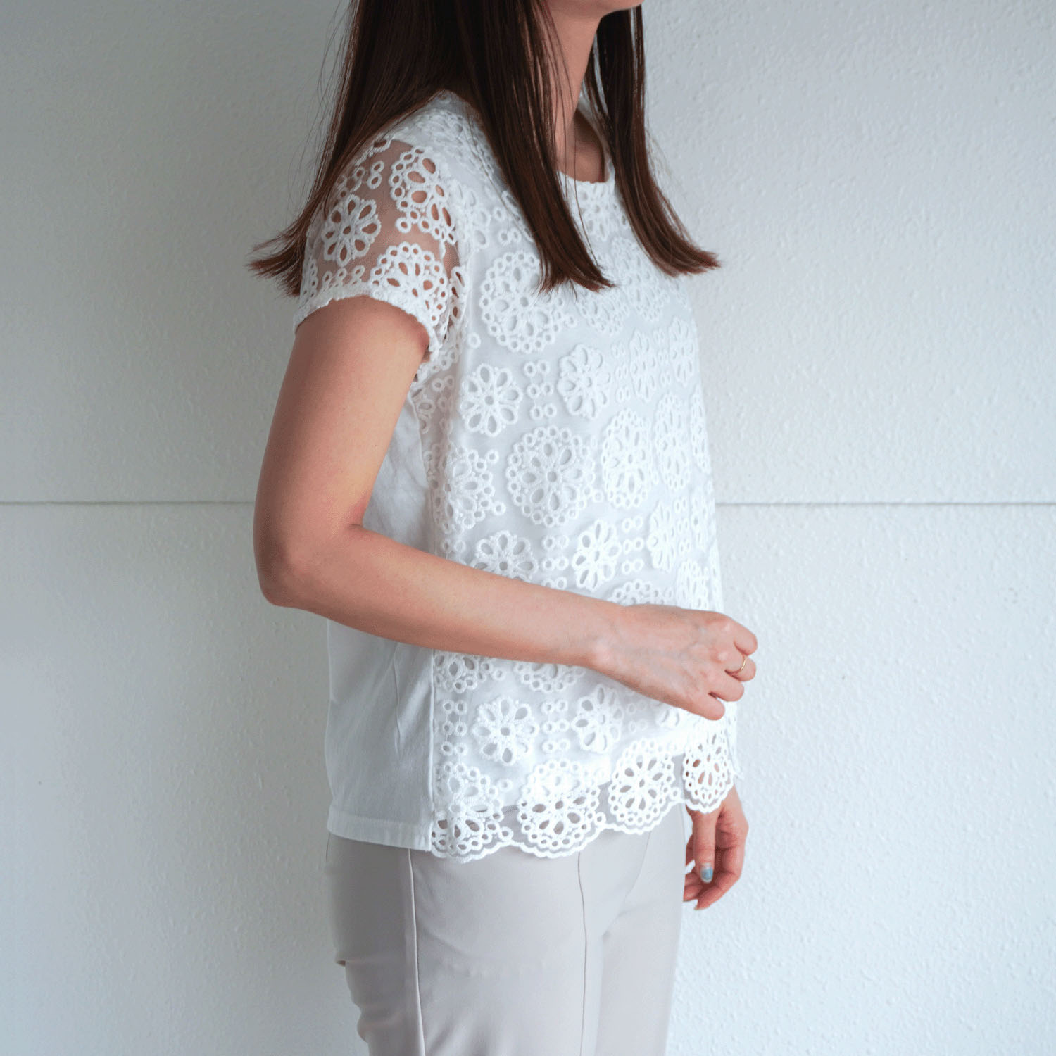 刺繍レースカットソー - 画像3