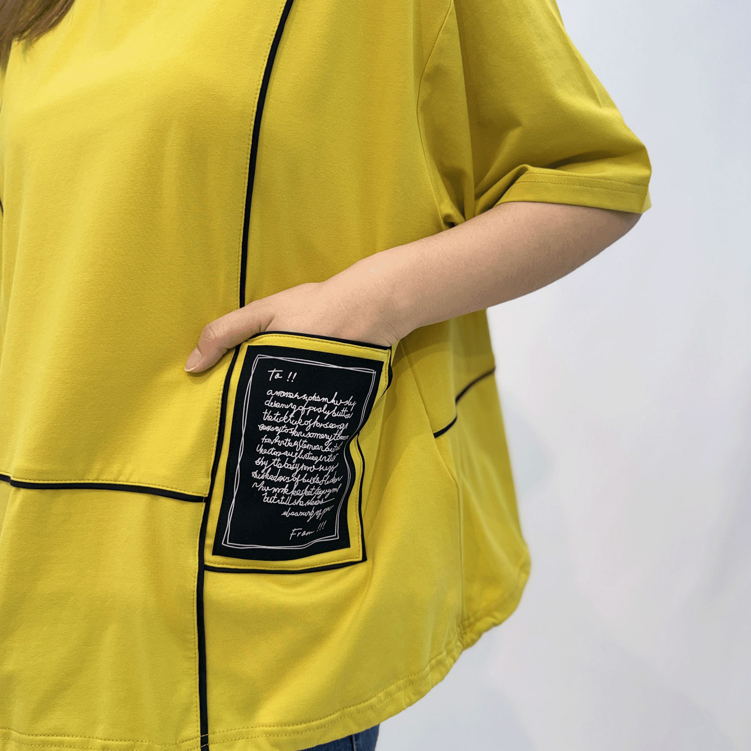 ワッペン付き配色チュニック - 画像6