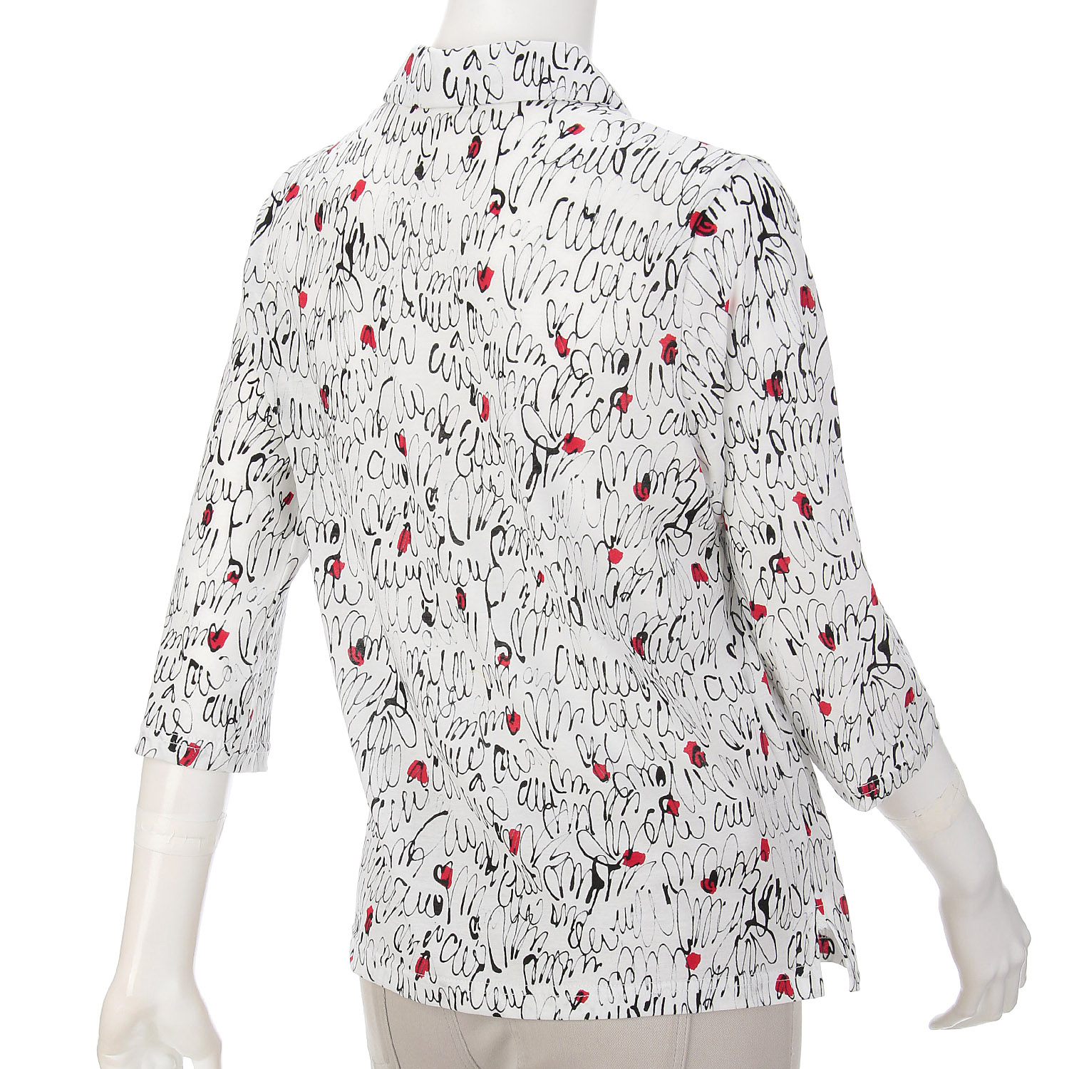 台襟付き抽象柄総プリントポロシャツ - 画像2