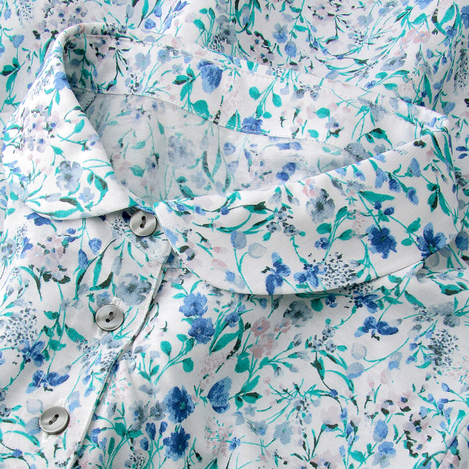 総花柄プリント台襟付きポロシャツ - 画像5