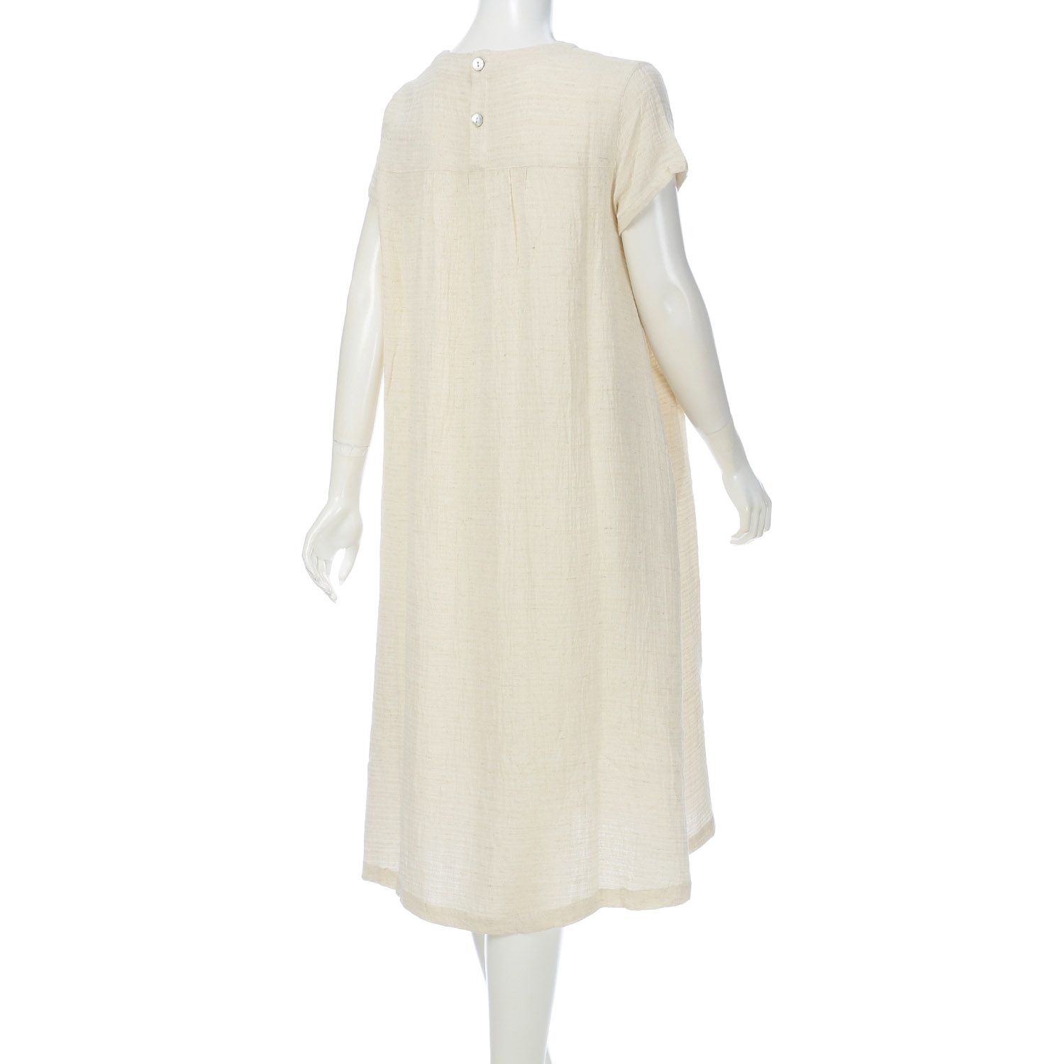 インディゴ レーヨン麻ミックスワンピース - 画像4