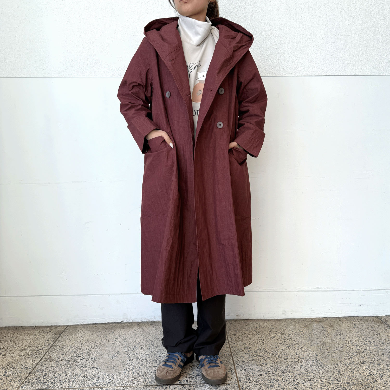 インディゴ 綿ナイロンダブルコート - 画像3