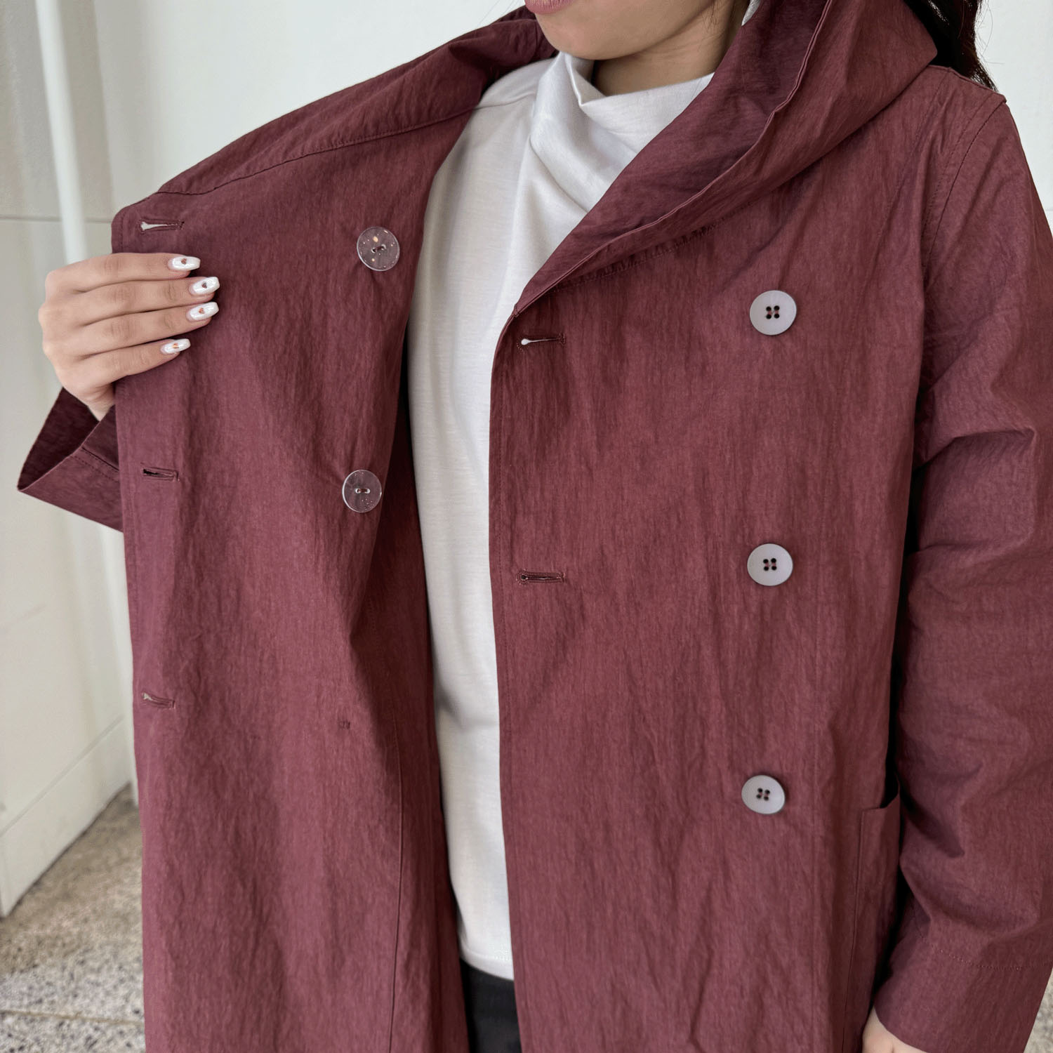 インディゴ 綿ナイロンダブルコート - 画像8