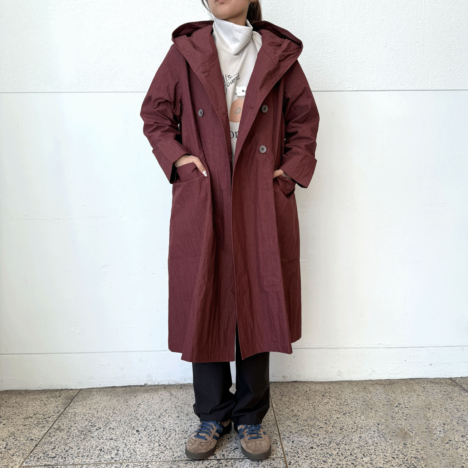 インディゴ 綿ナイロンダブルコート - 画像1