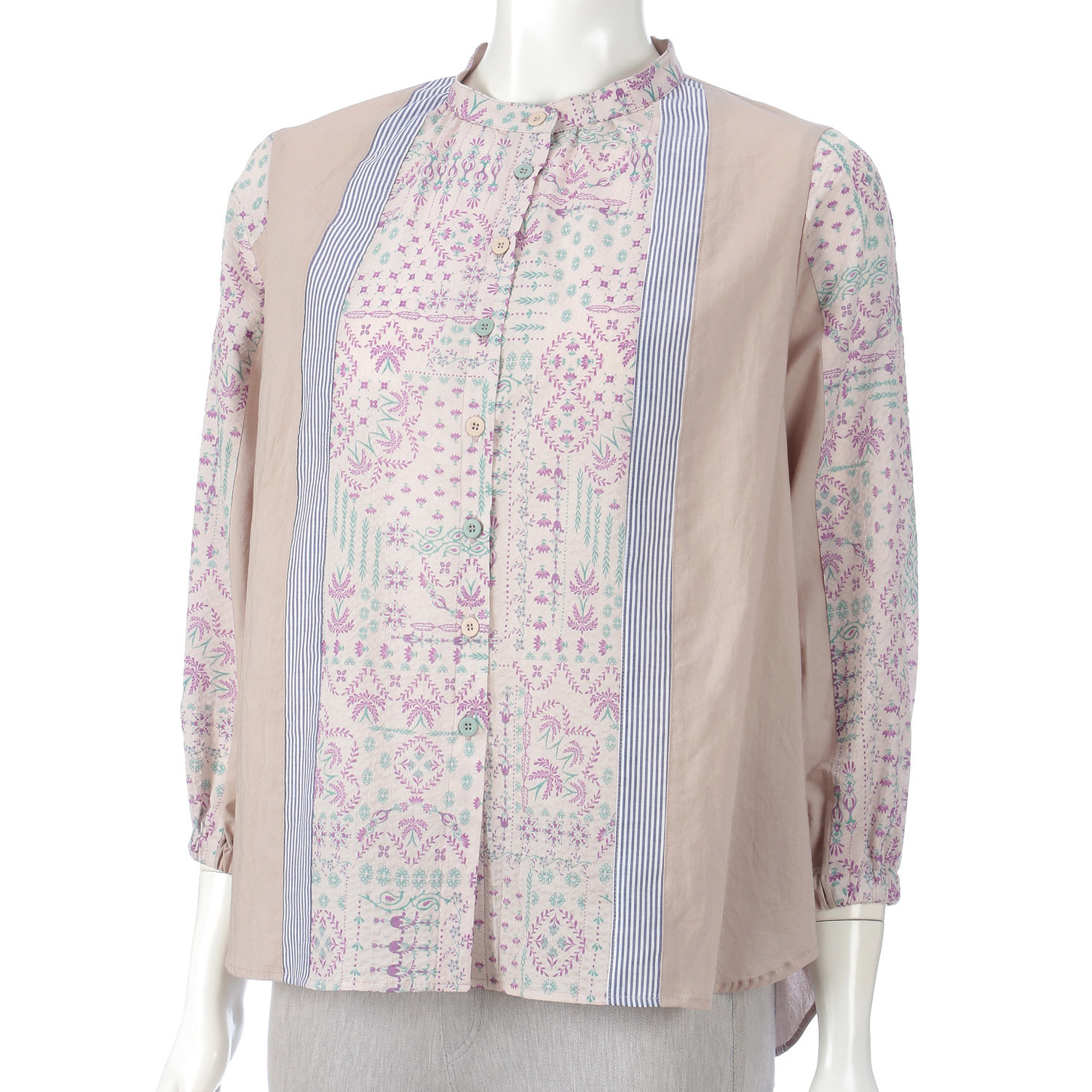 アトリエ雅 プリント無地配色ブラウス - 画像3