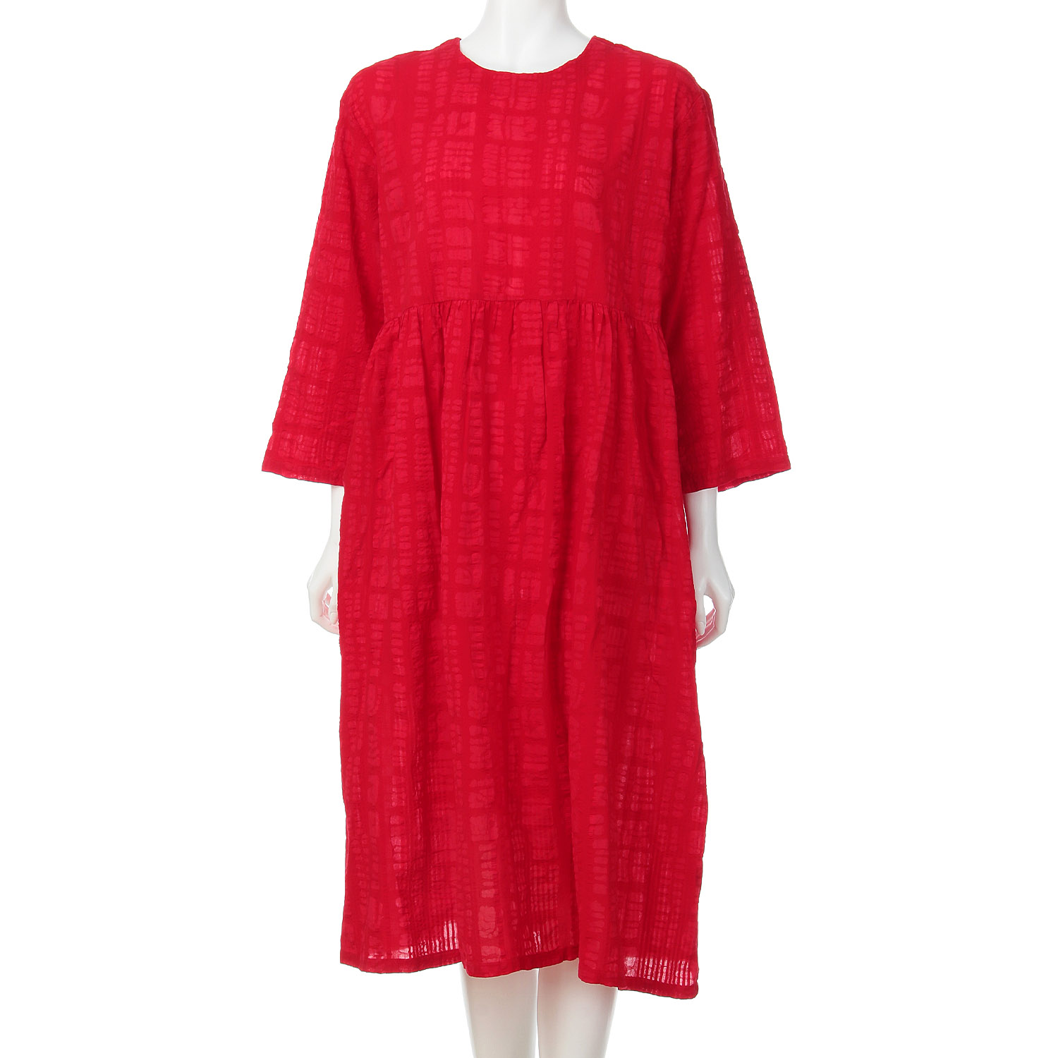 ケトレード ブロックエンボスギャザーワンピース - 画像3