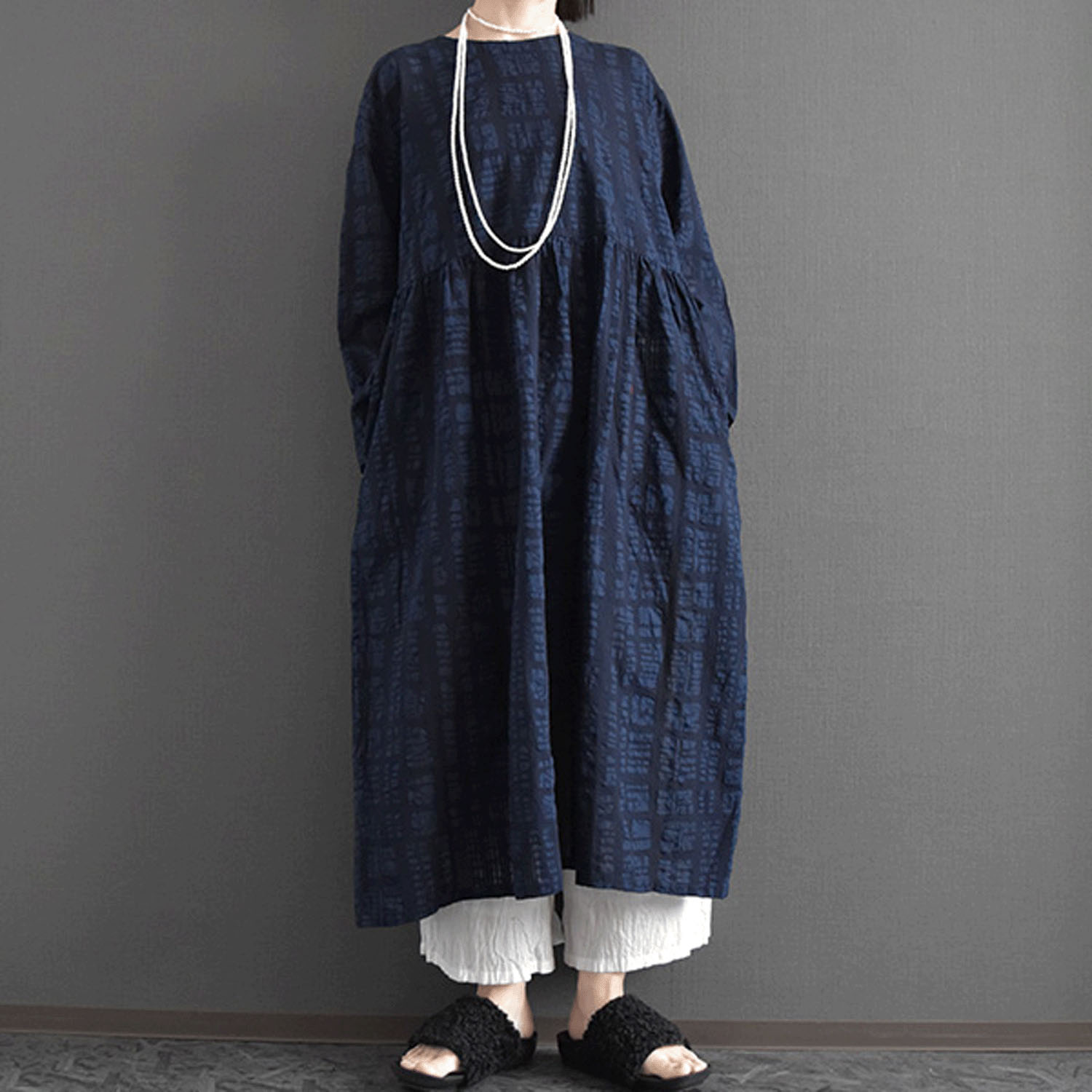 ケトレード ブロックエンボスギャザーワンピース