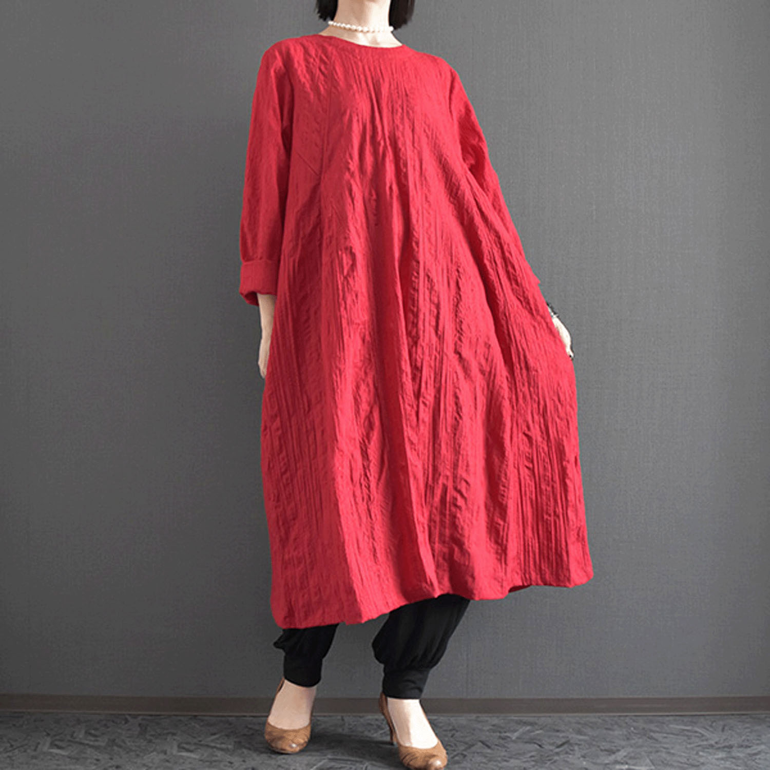 ケトレード 化繊コットン切替えワンピース