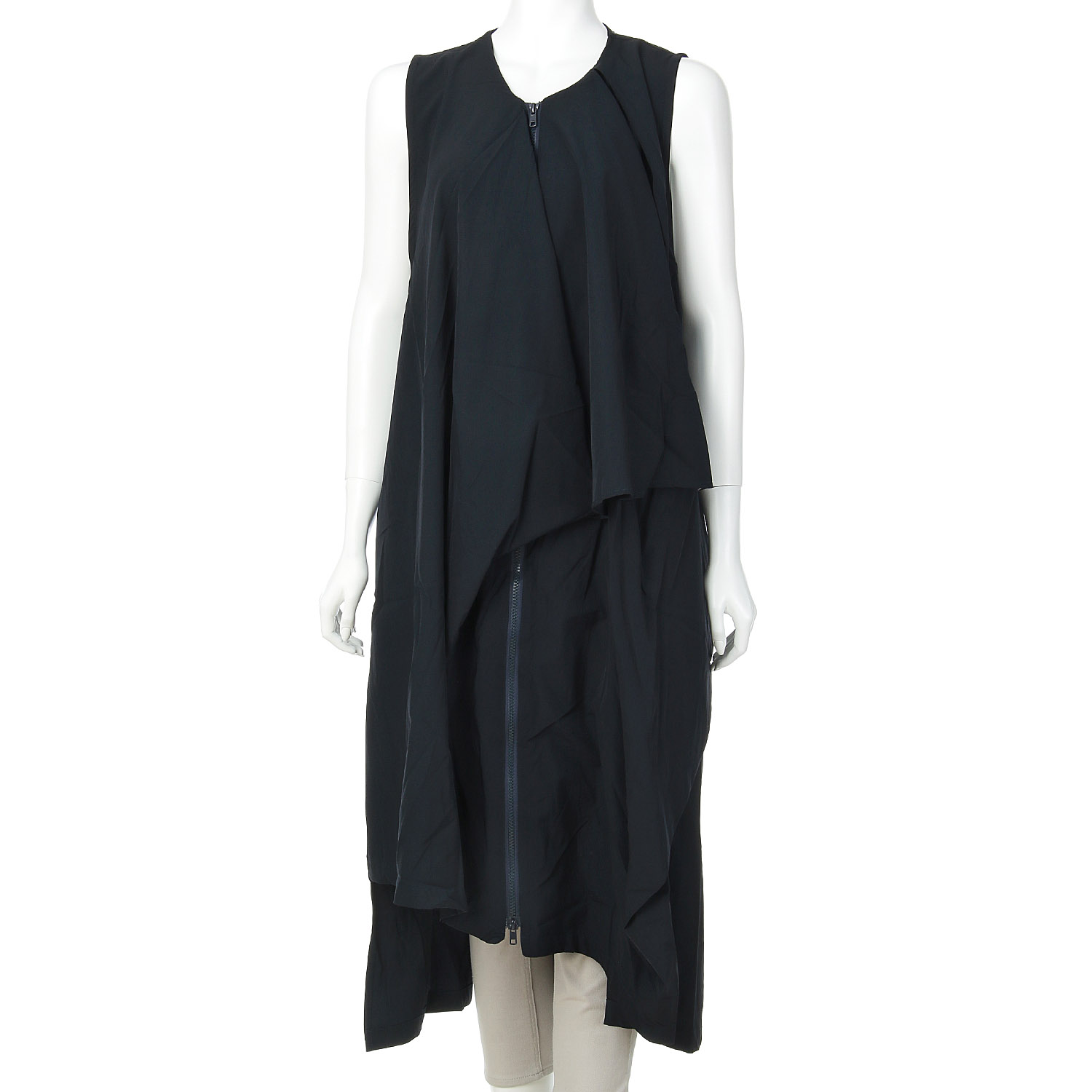 ケトレード アシンメトリードレープロングベスト - 画像9