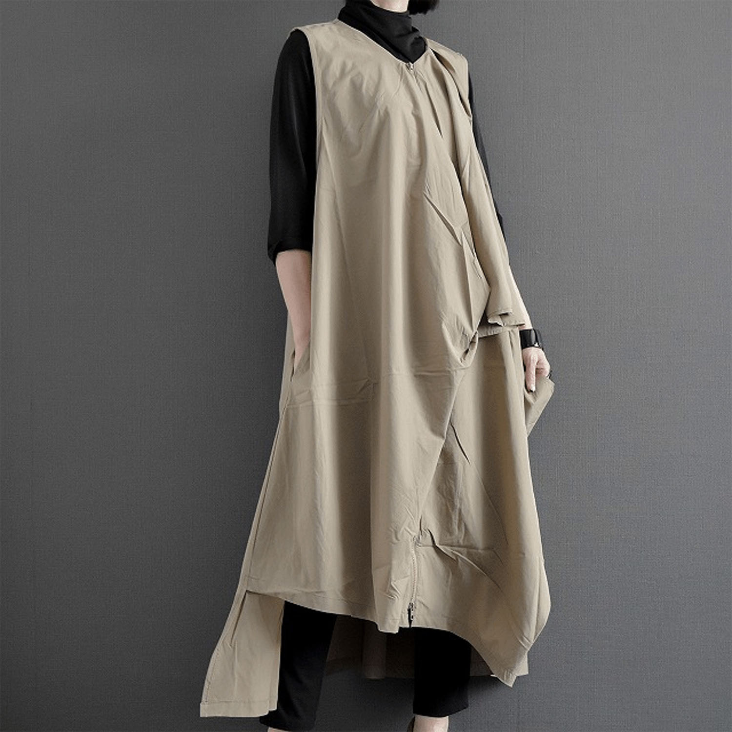 ケトレード アシンメトリードレープロングベスト