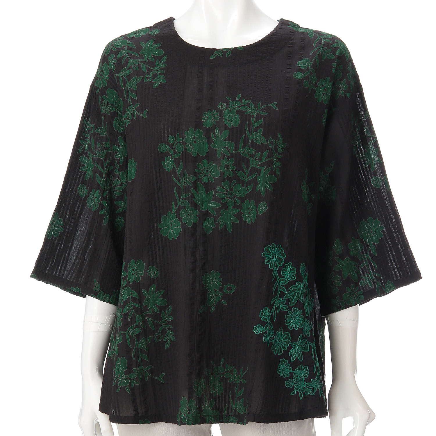 ケトレード シアサッカー花柄ブラウス - 画像6