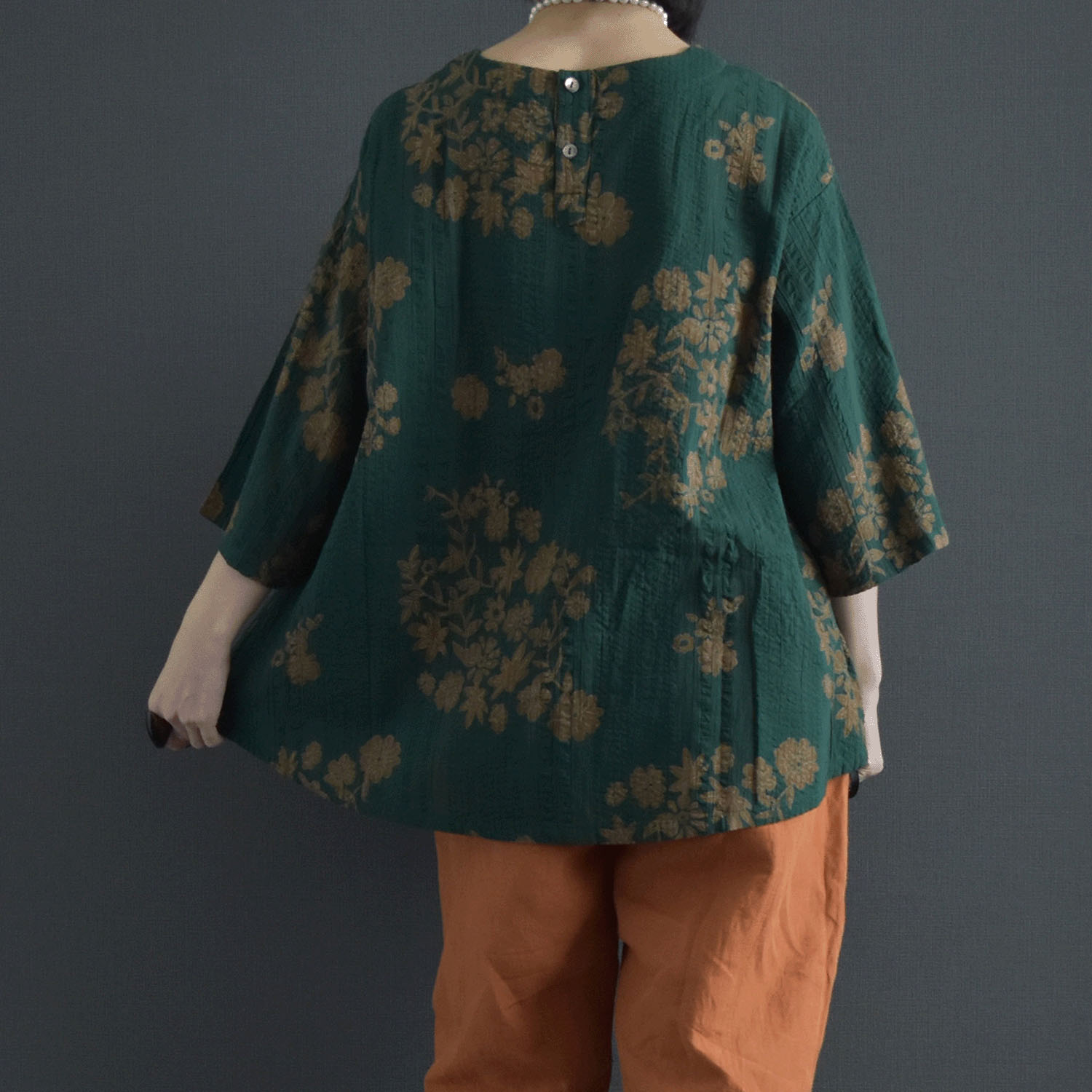 ケトレード シアサッカー花柄ブラウス - 画像9