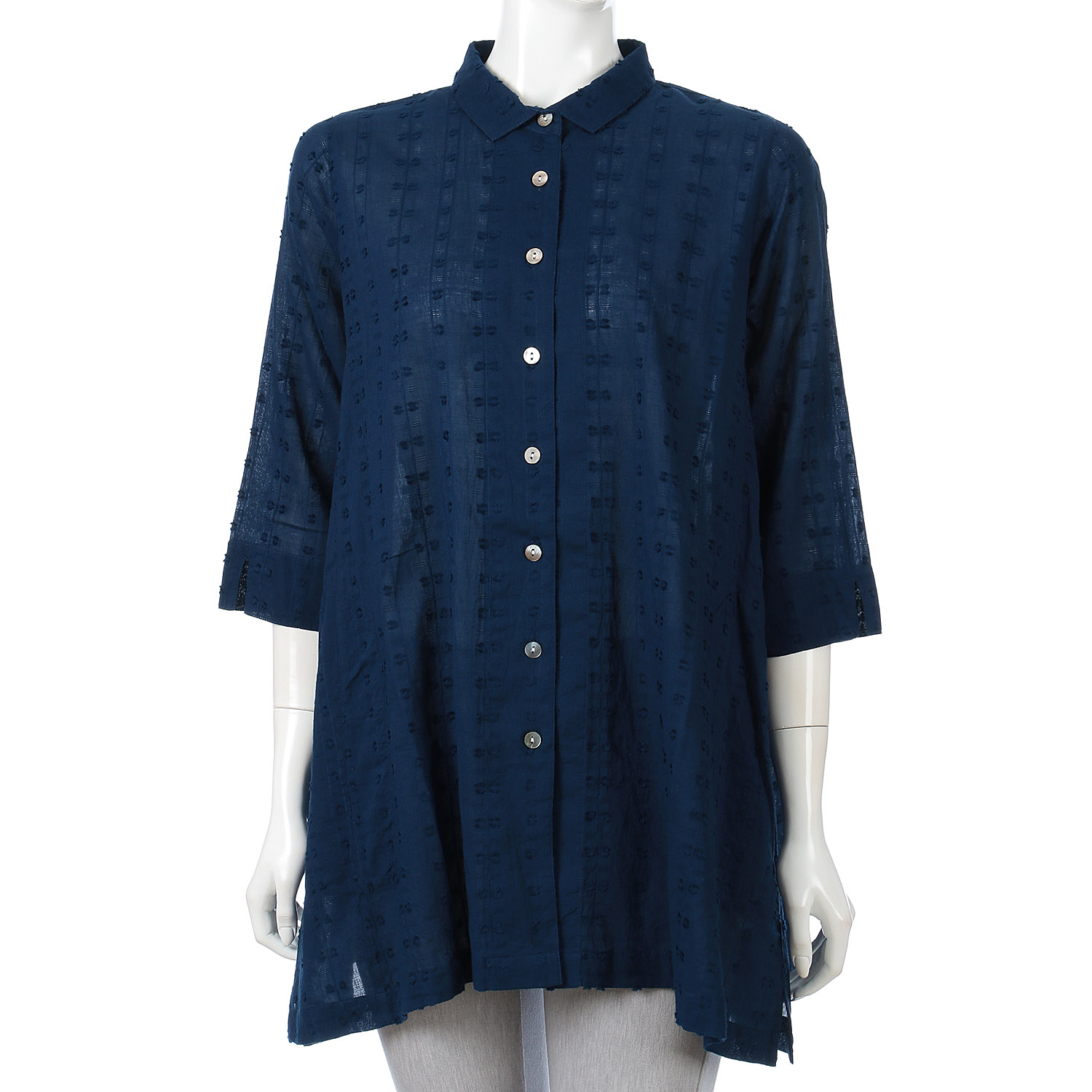 インディゴ ドビー織チュニックブラウス - 画像6