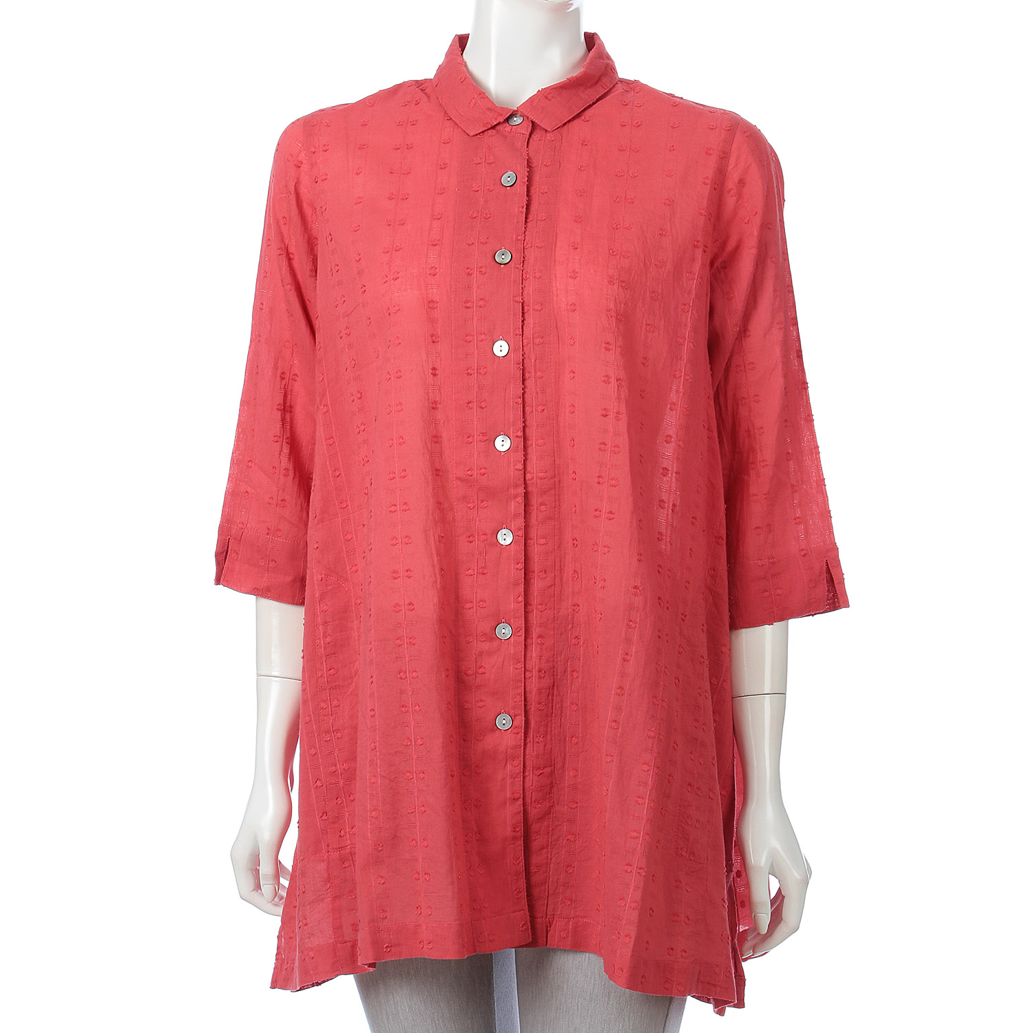 インディゴ ドビー織チュニックブラウス