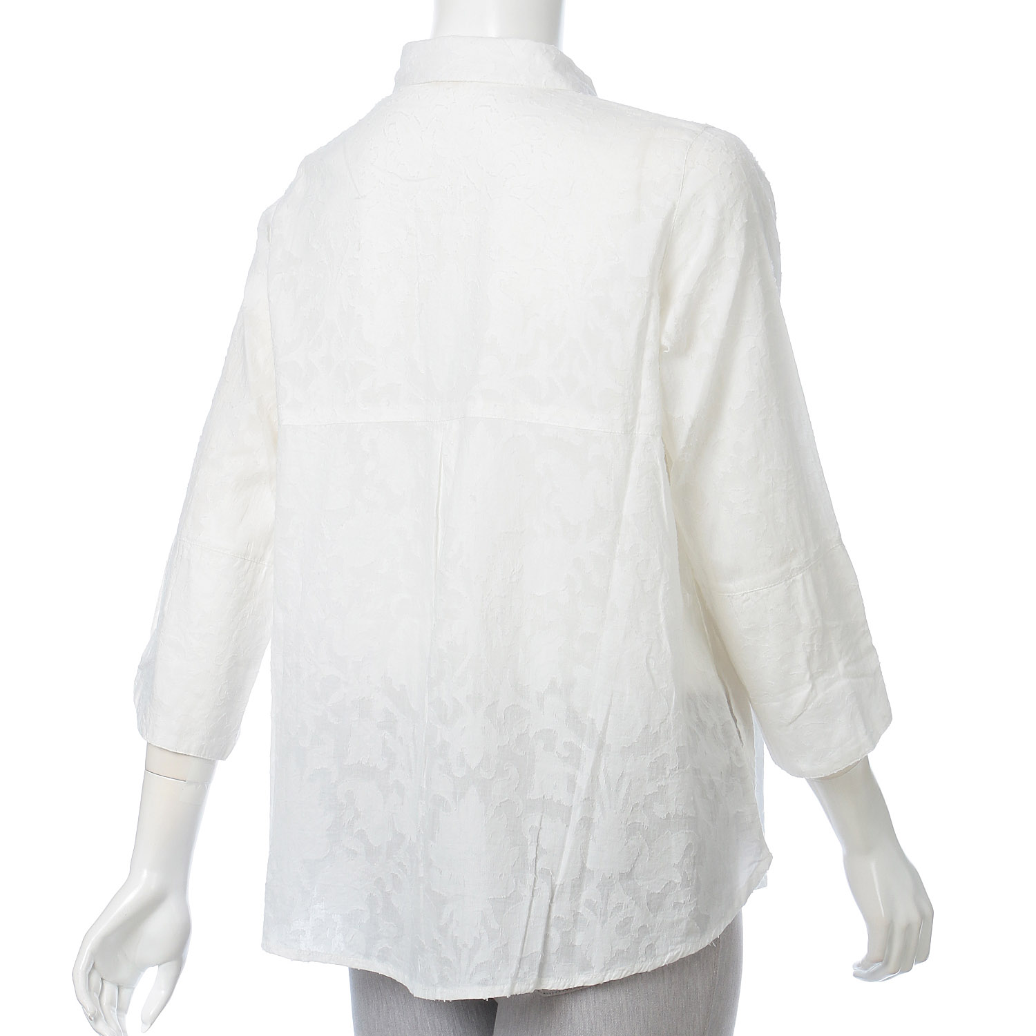 インディゴ 透かしジャガードデザインブラウス - 画像3