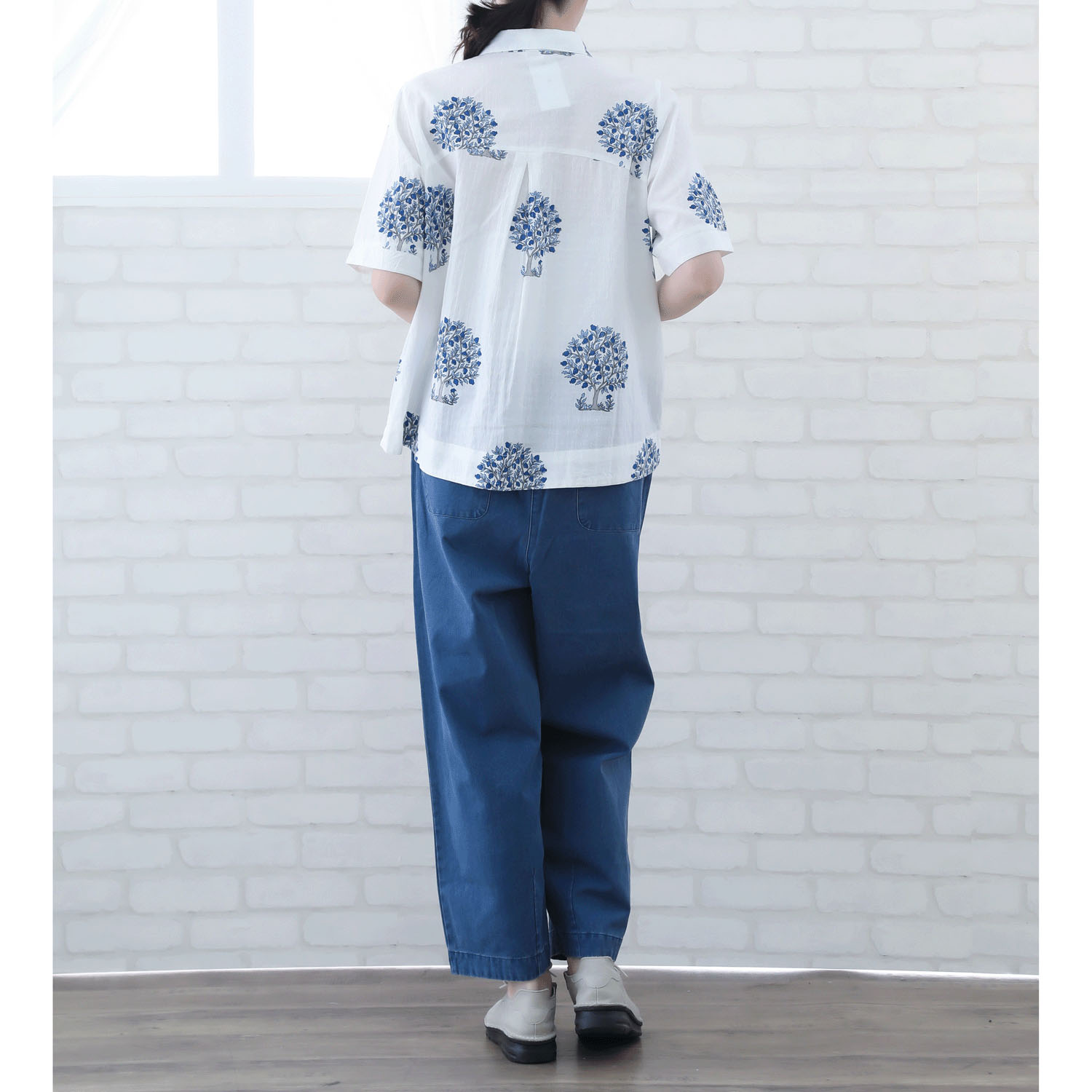 インディゴ ビッグモチーフプリントブラウス - 画像7