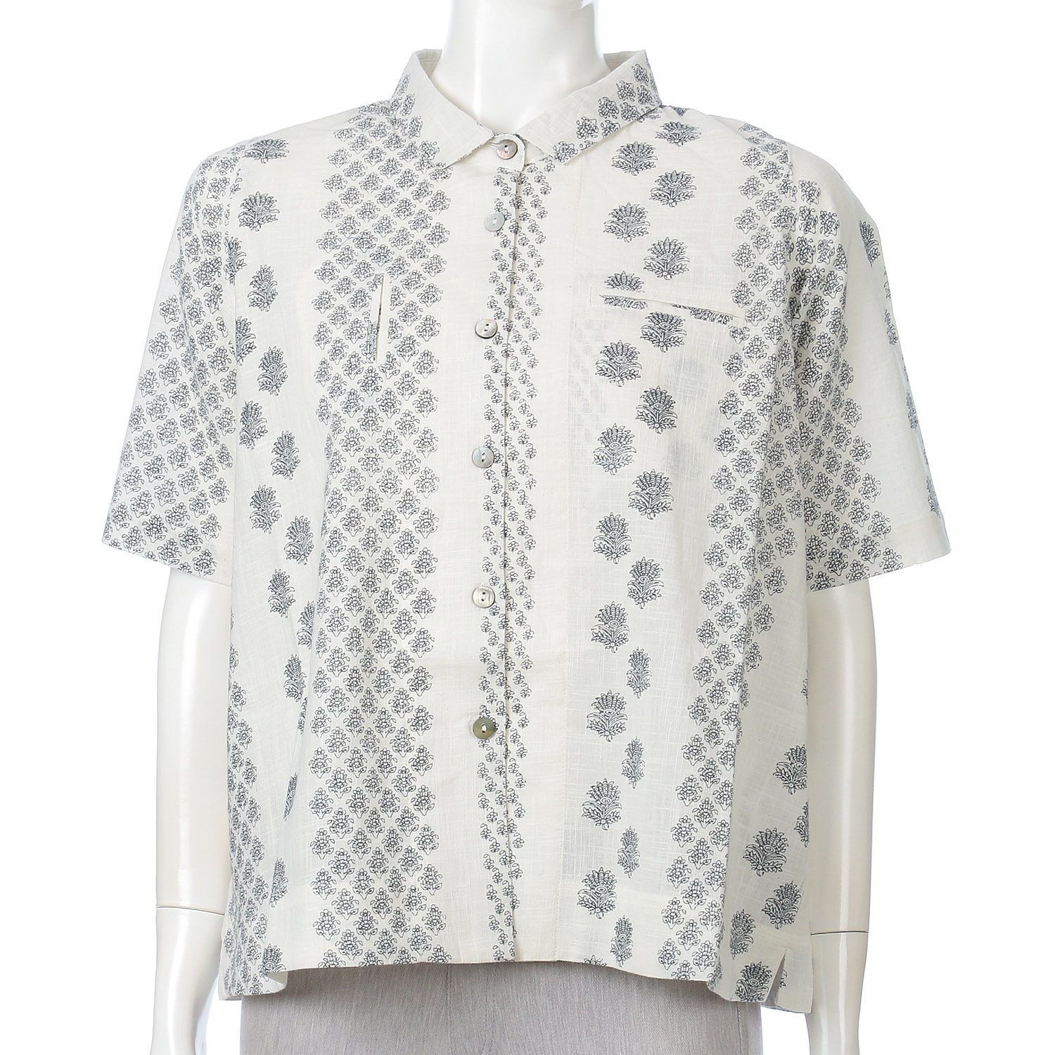 モノトーン小花柄プリントブラウス - 画像2