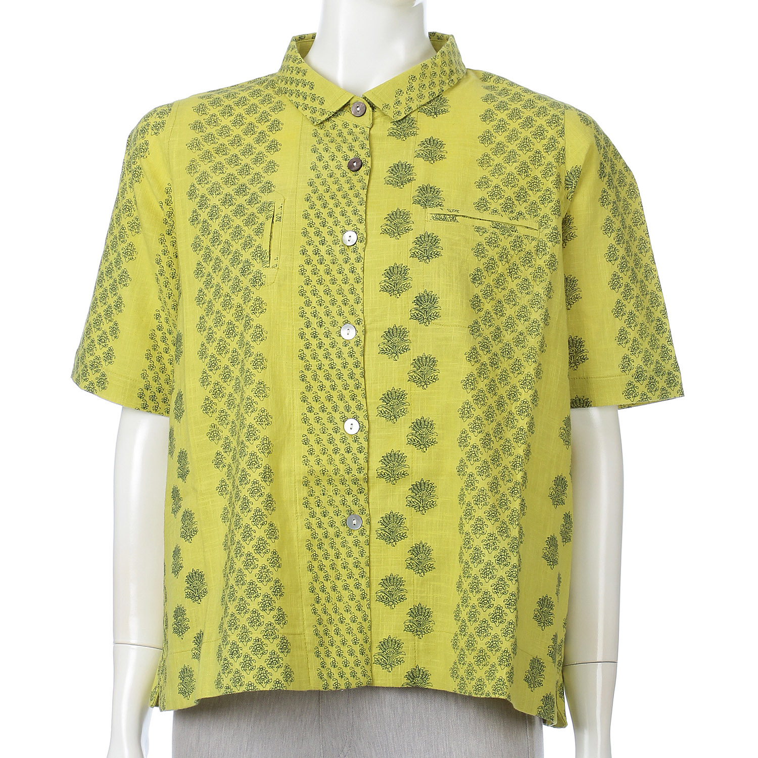 モノトーン小花柄プリントブラウス - 画像3