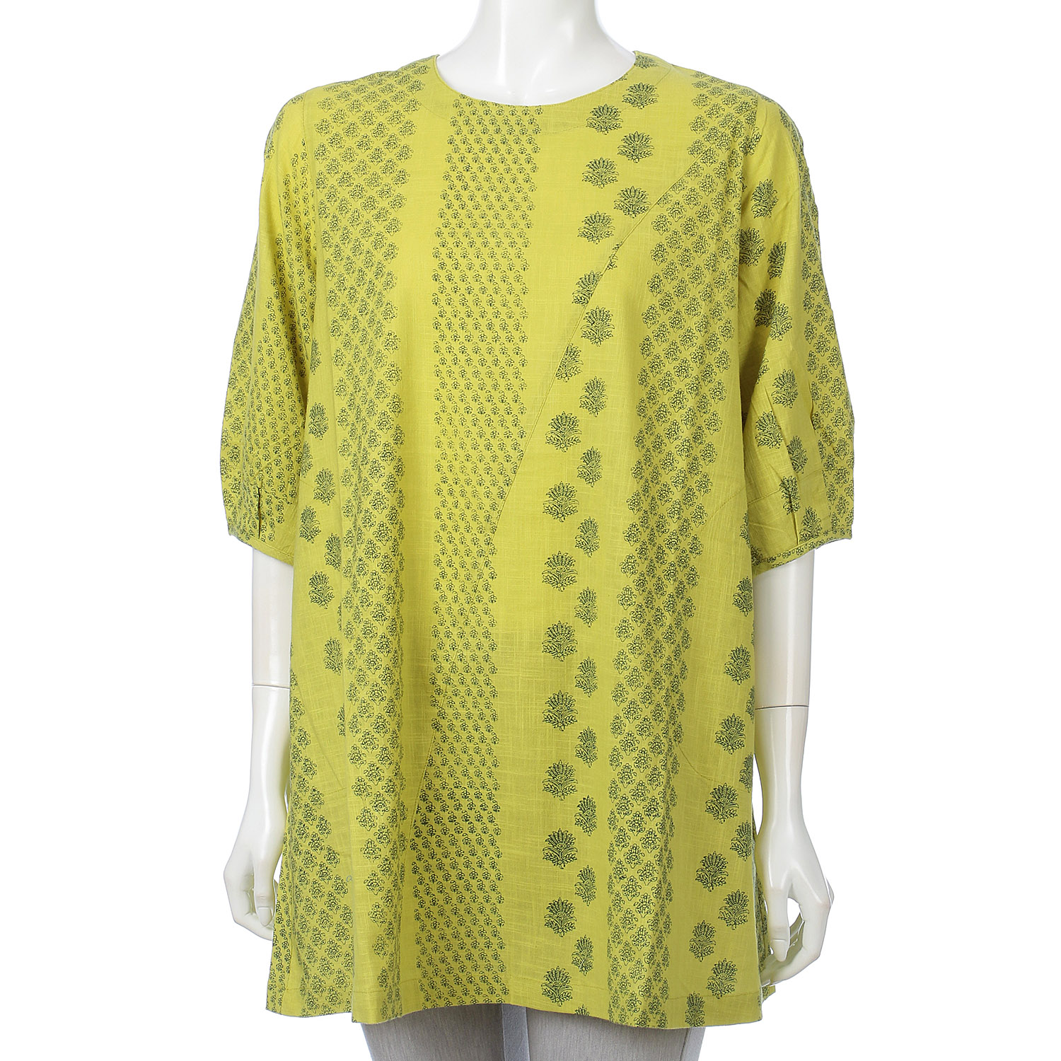 インディゴ モノトーン小花柄プリントチュニック - 画像7