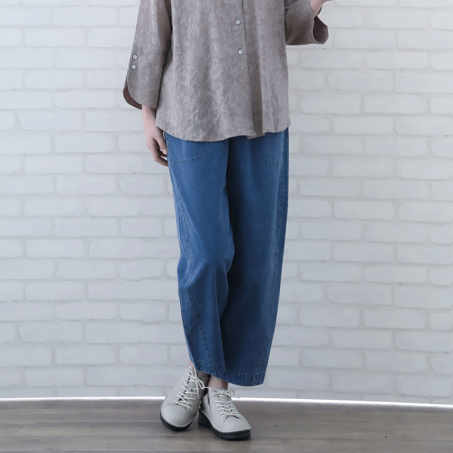 インディゴ ヘビーウォッシュコットンパンツ