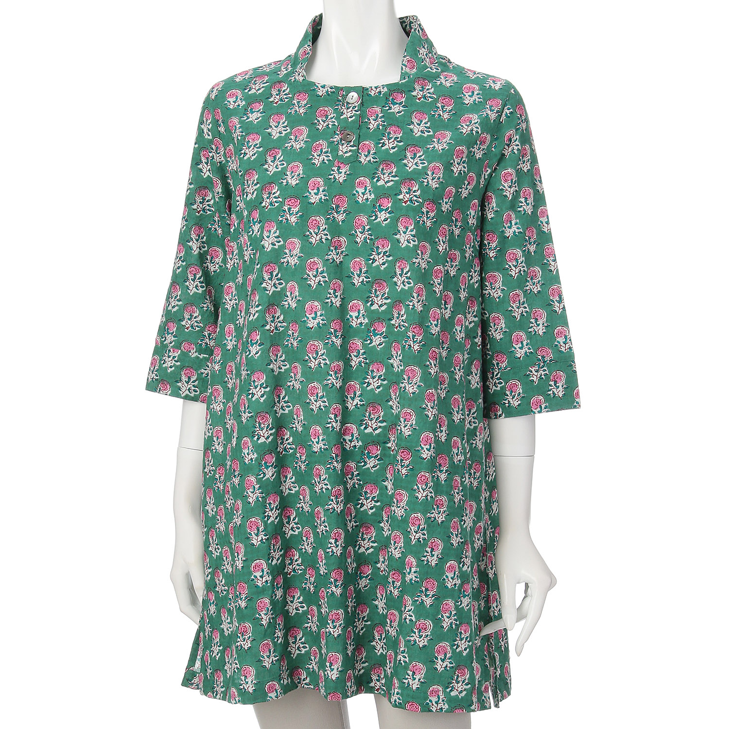 インディゴ 小さいバラプリントチュニック - 画像3