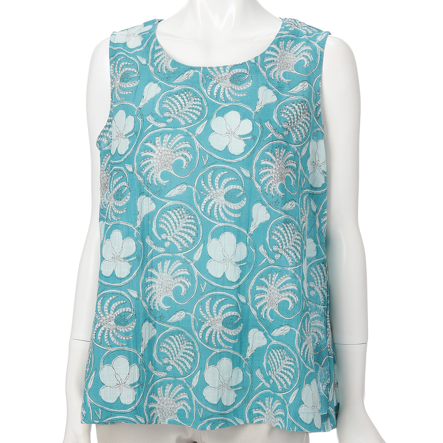 インディゴ フラワープリントタンクトップ - 画像1