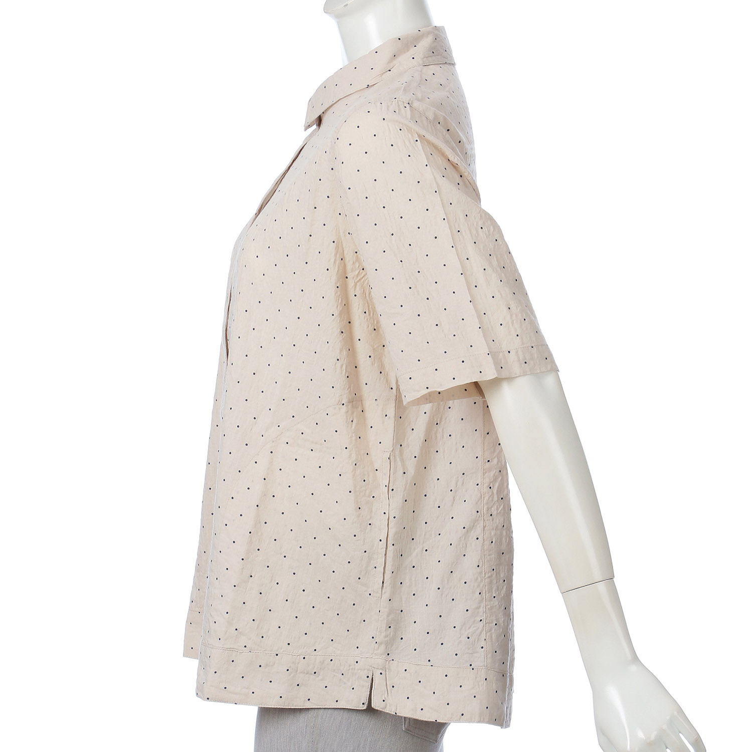 インディゴ ミニドットプリント五分袖ブラウス - 画像4